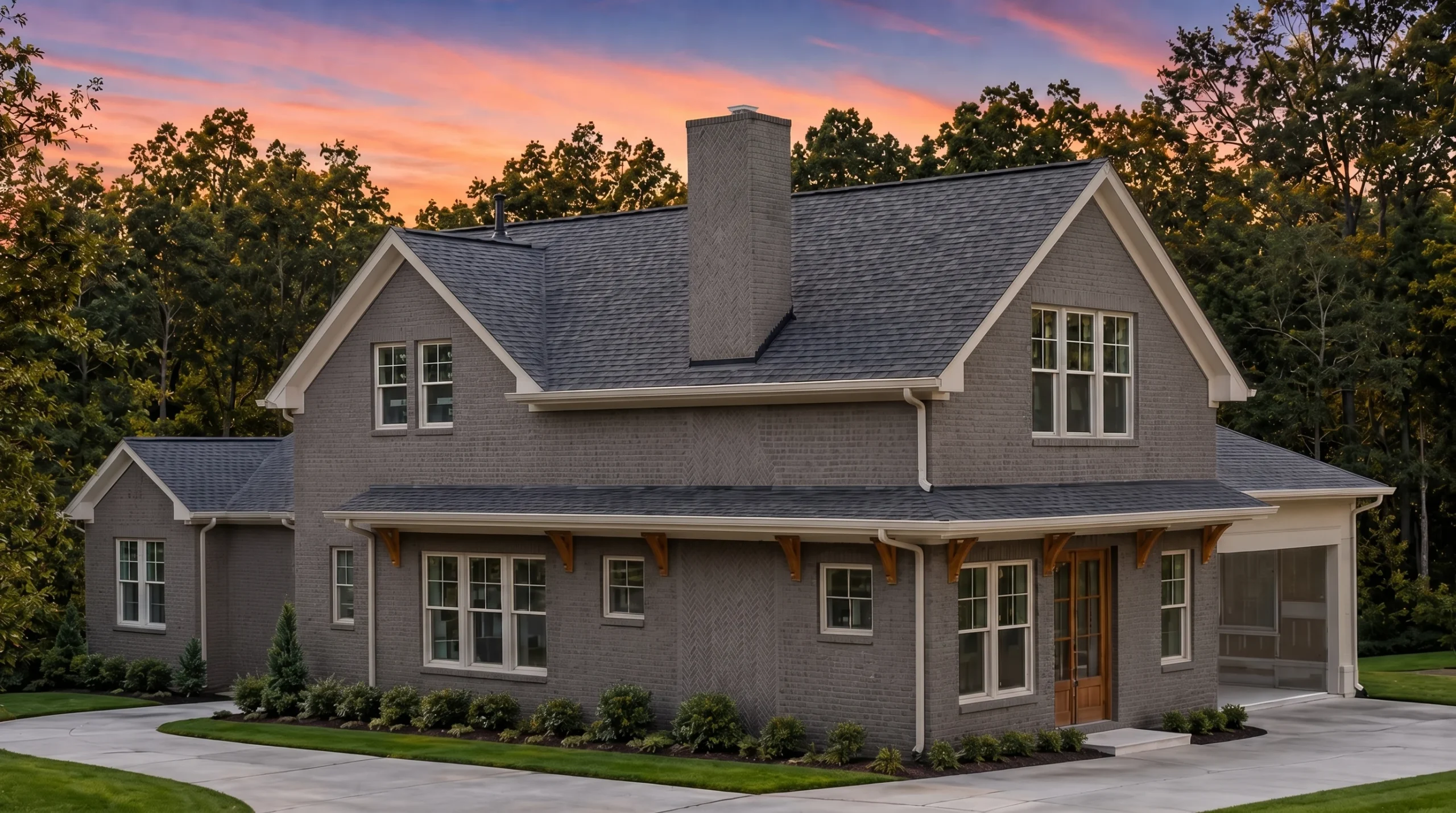 Plan  20-1351 – Morris Crossing |  Cape Cod – 3-Bed, 3.5-Bath, 2,348 SF - Warm Charcoal, AI-generated exterior concept