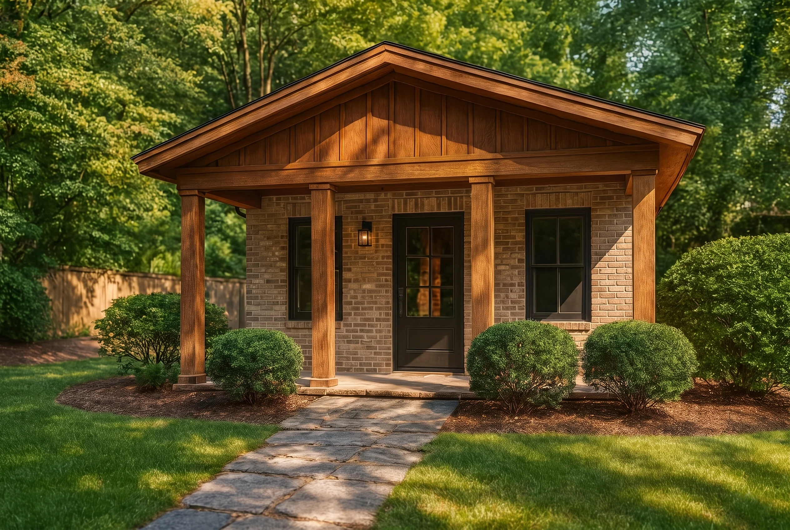 Plan  11-1891 – Walnut Hill Residence  | Craftsman – 1-Bed, 1-Bath, 396 SF - Natural Brick, AI-generated exterior concept