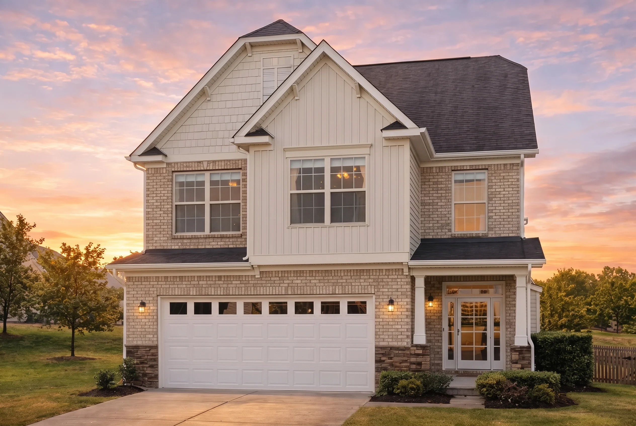 Plan  10-1703 – Hampstead Glen |  Traditional Colonial – 4-Bed, 3-Bath, 1,852 SF - Natural Brick, AI-generated exterior concept