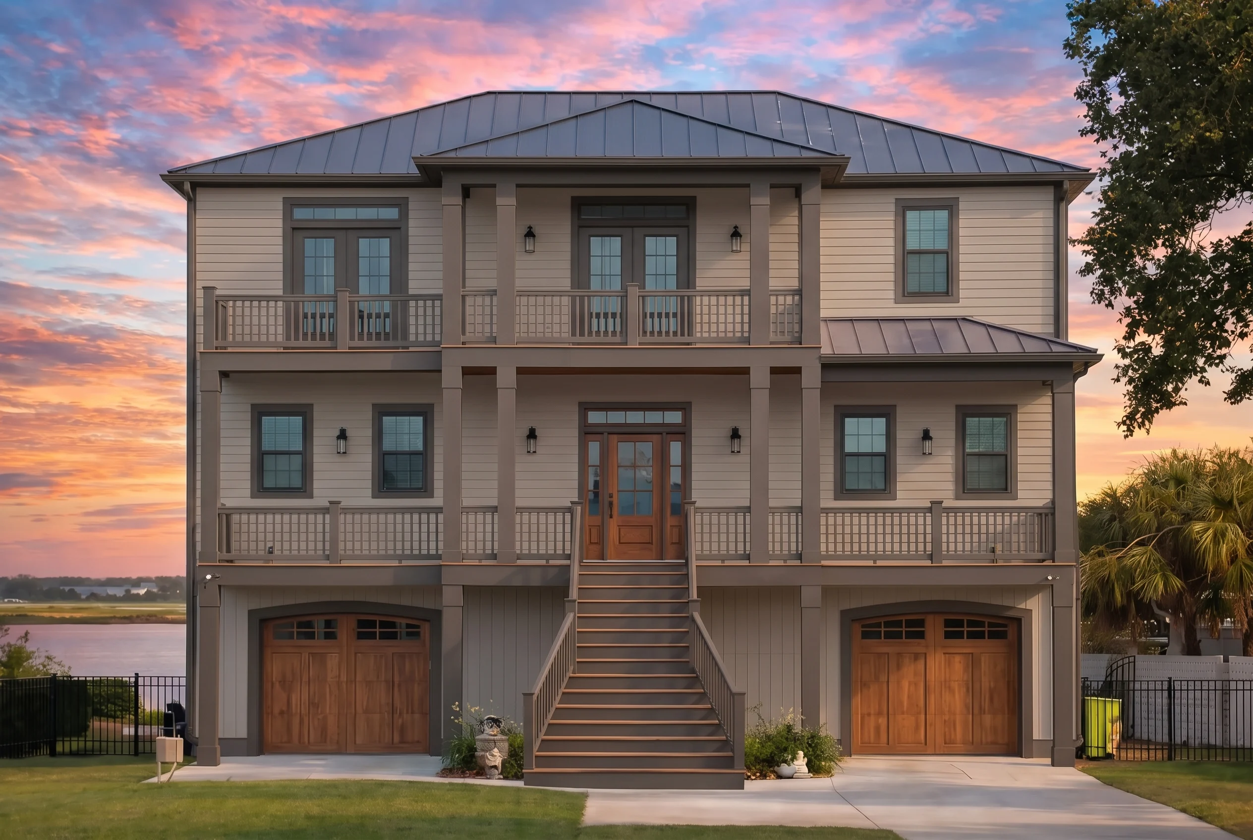 Plan  20-1724 – The Ross Cottage |  Charleston – 3-Bed, 3.5-Bath, 3,384 SF - Mushroom Taupe, AI-generated exterior concept