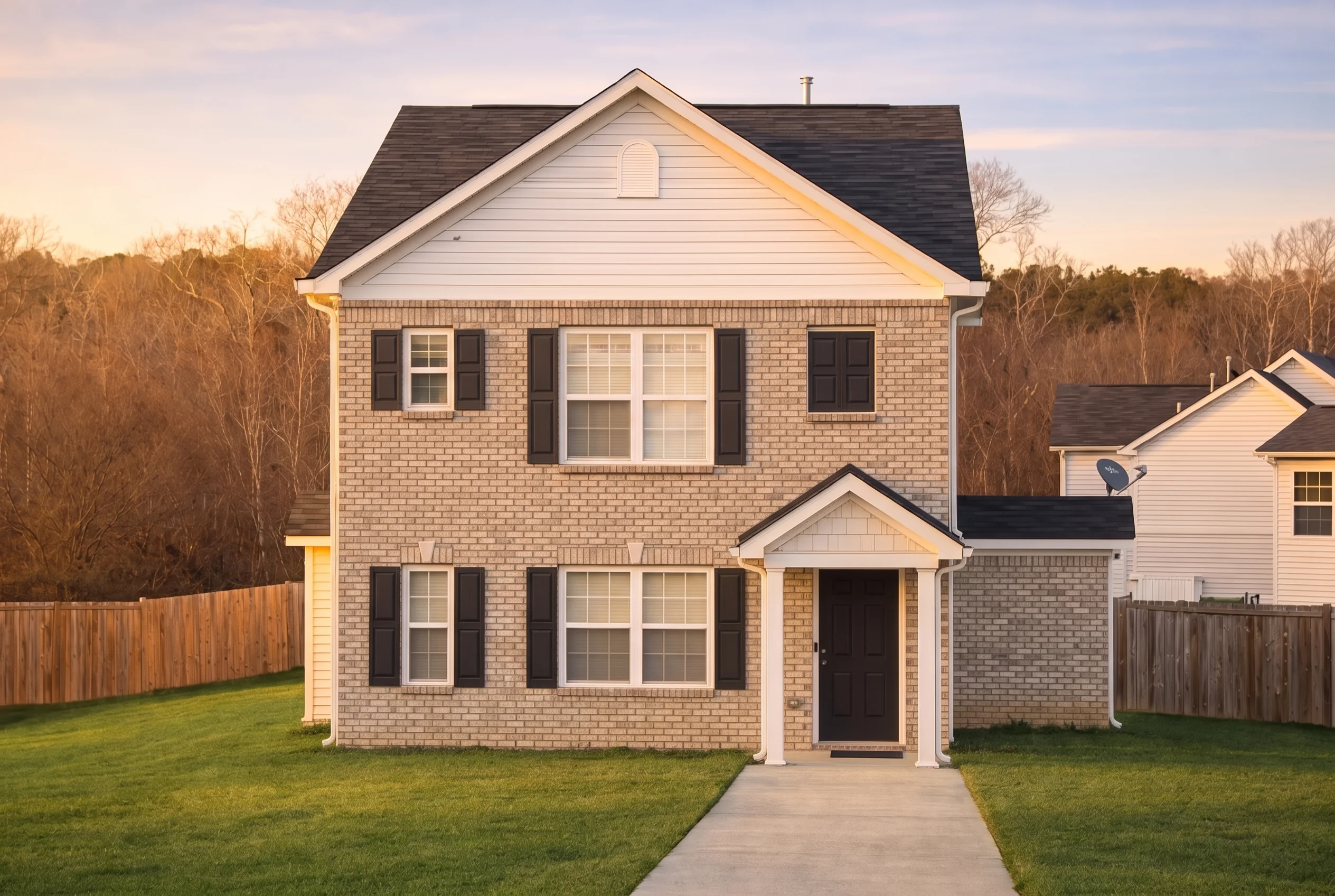 Plan  9-1694 – Monticello Manor |  Traditional ( ) – 1,408 SF - Natural Brick, AI-generated exterior concept