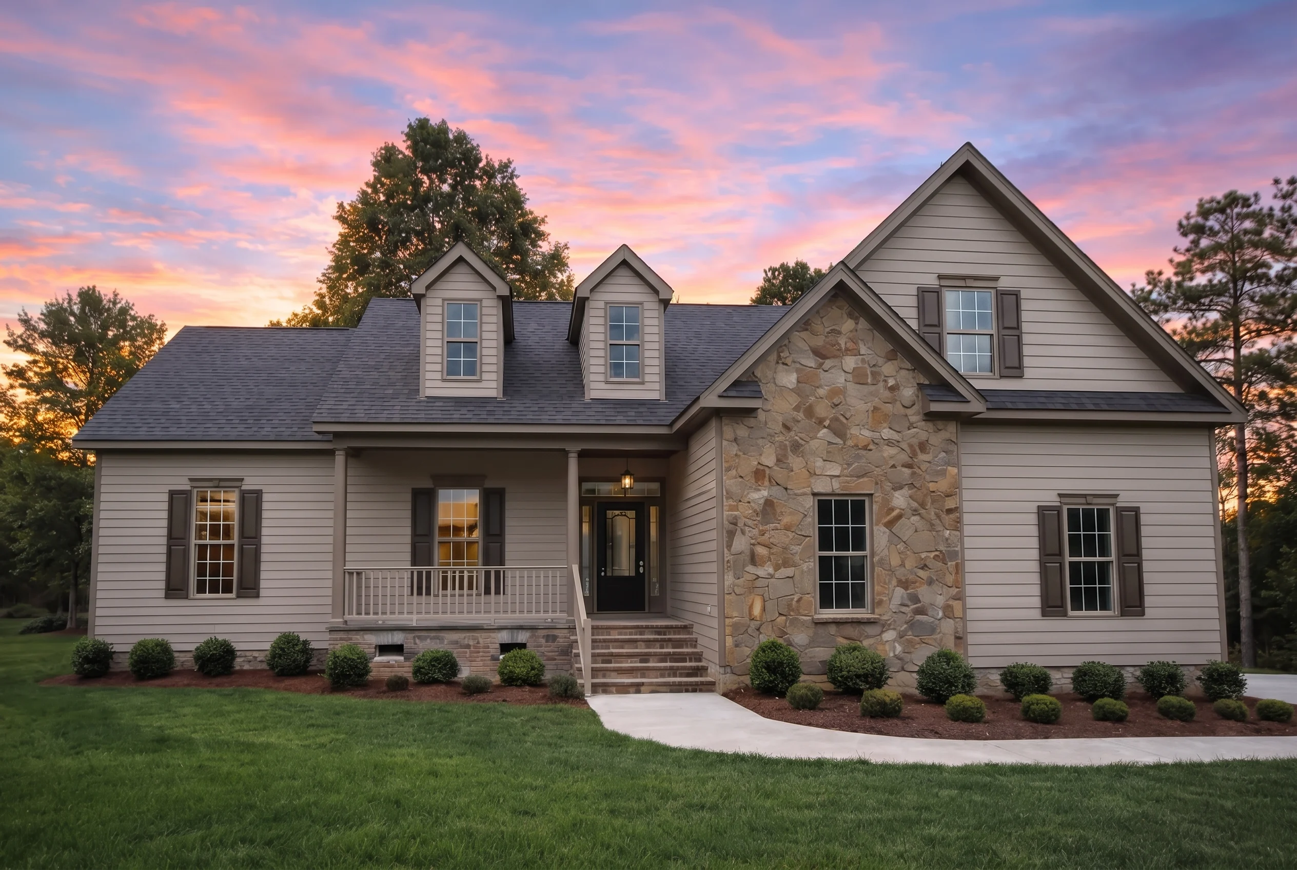 Plan  8-1579 – The Long Haven | Cape  Cod – 4-Bed, 3.5-Bath, 2,576 SF - Mushroom Taupe, AI-generated exterior concept