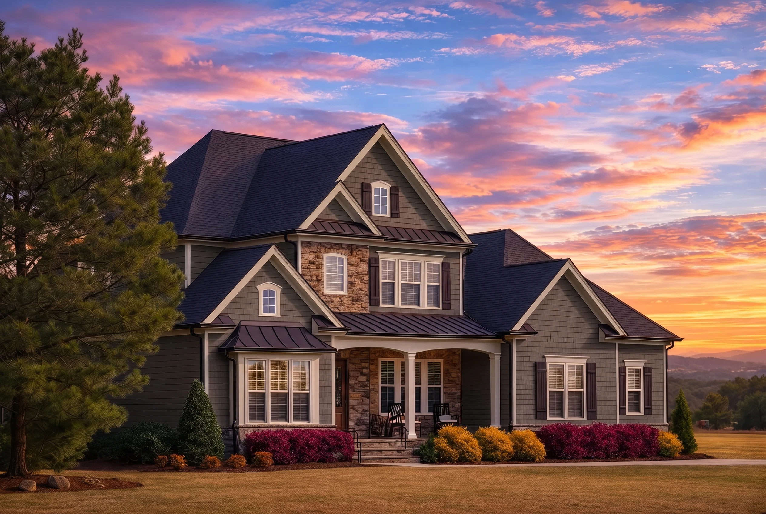 Plan  20-1079 – Hernandez Place |  New American – 5-Bed, 5.5-Bath, 3,831 SF - Warm Charcoal, AI-generated exterior concept