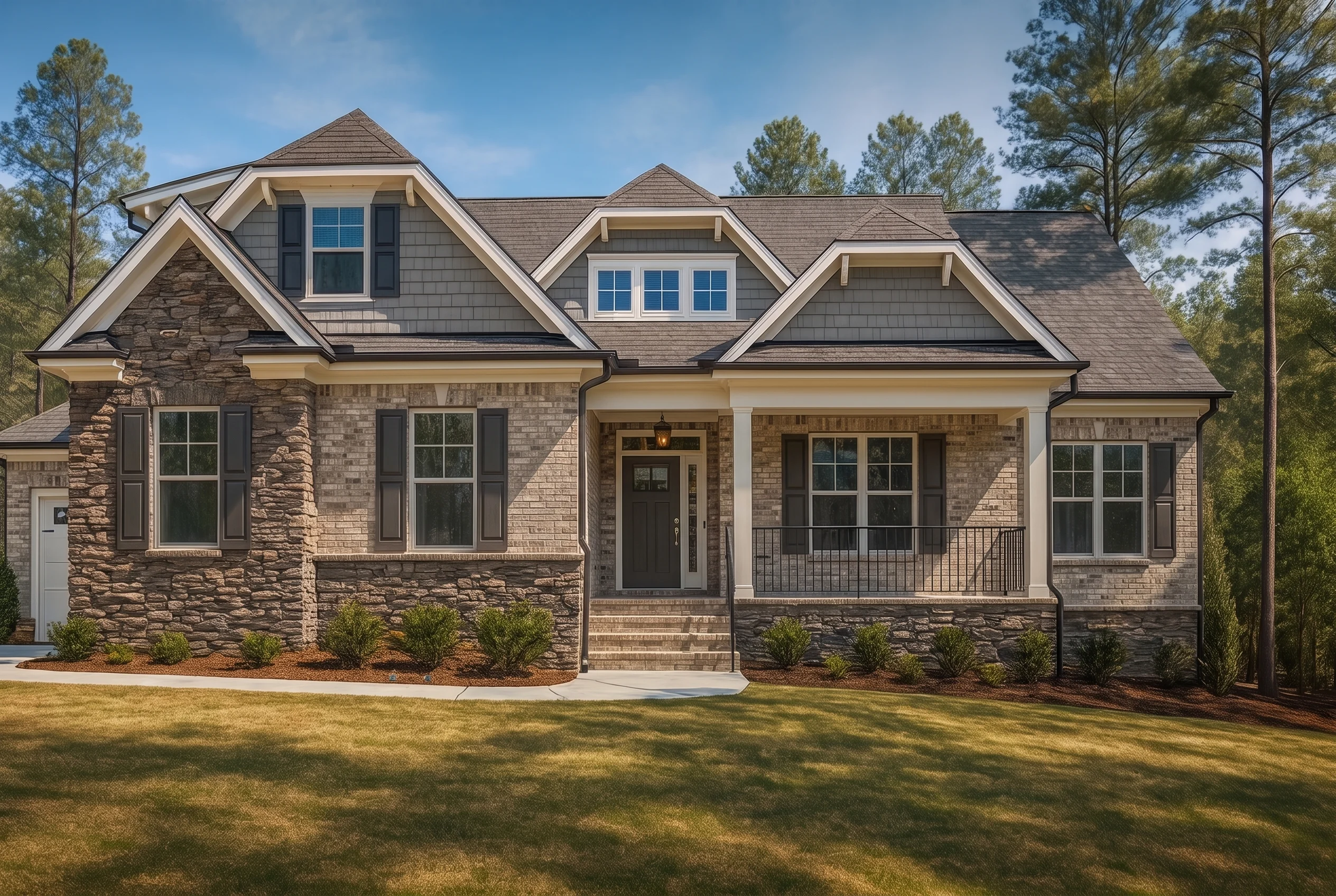 Plan  18-1725 – Harris Retreat | New  American – 4-Bed, 3-Bath, 2,878 SF - Natural Brick, AI-generated exterior concept
