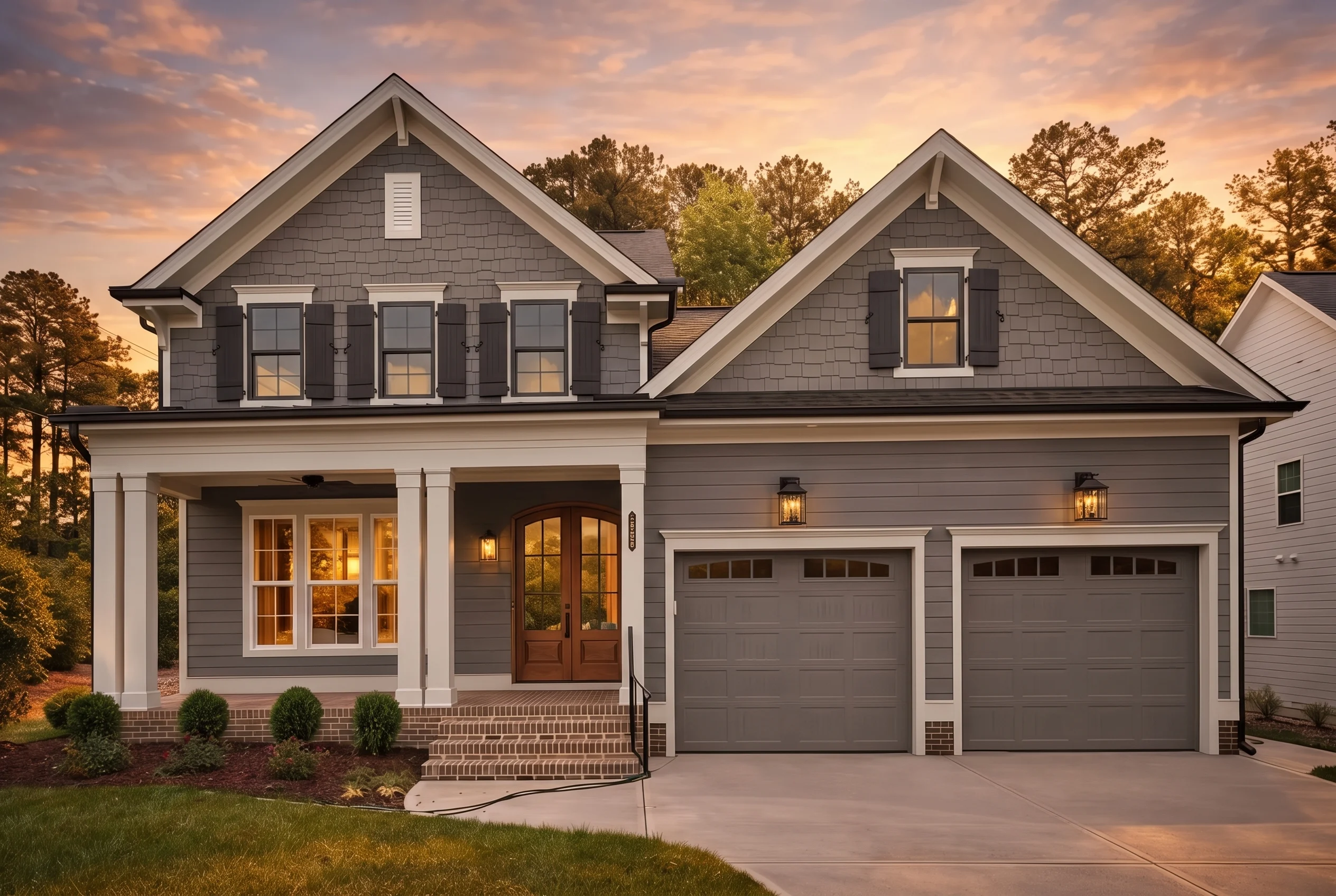 Plan  18-1285 – Flores Place | New  American – 4-Bed, 3.5-Bath, 3,003 SF - Warm Charcoal, AI-generated exterior concept