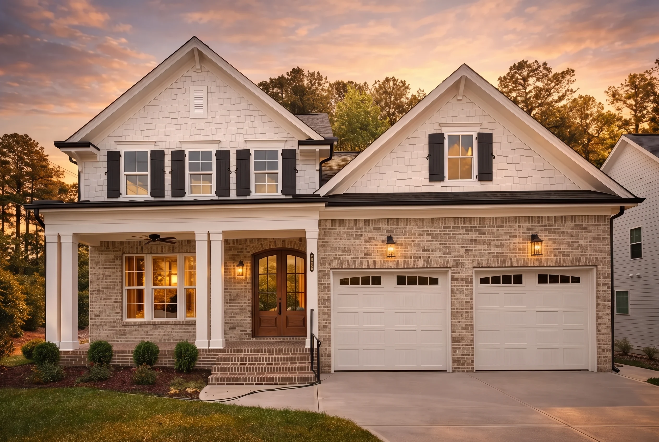 Plan  18-1285 – Flores Place | New  American – 4-Bed, 3.5-Bath, 3,003 SF - Natural Brick, AI-generated exterior concept