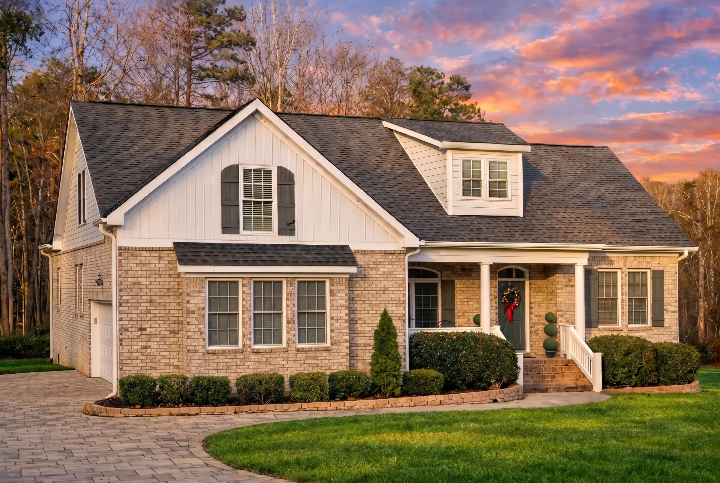 Plan  8-1961 – Martinez Meadow |  Modern Farmhouse – 3-Bed, 2-Bath, 2,296 SF - Natural Brick, AI-generated exterior concept