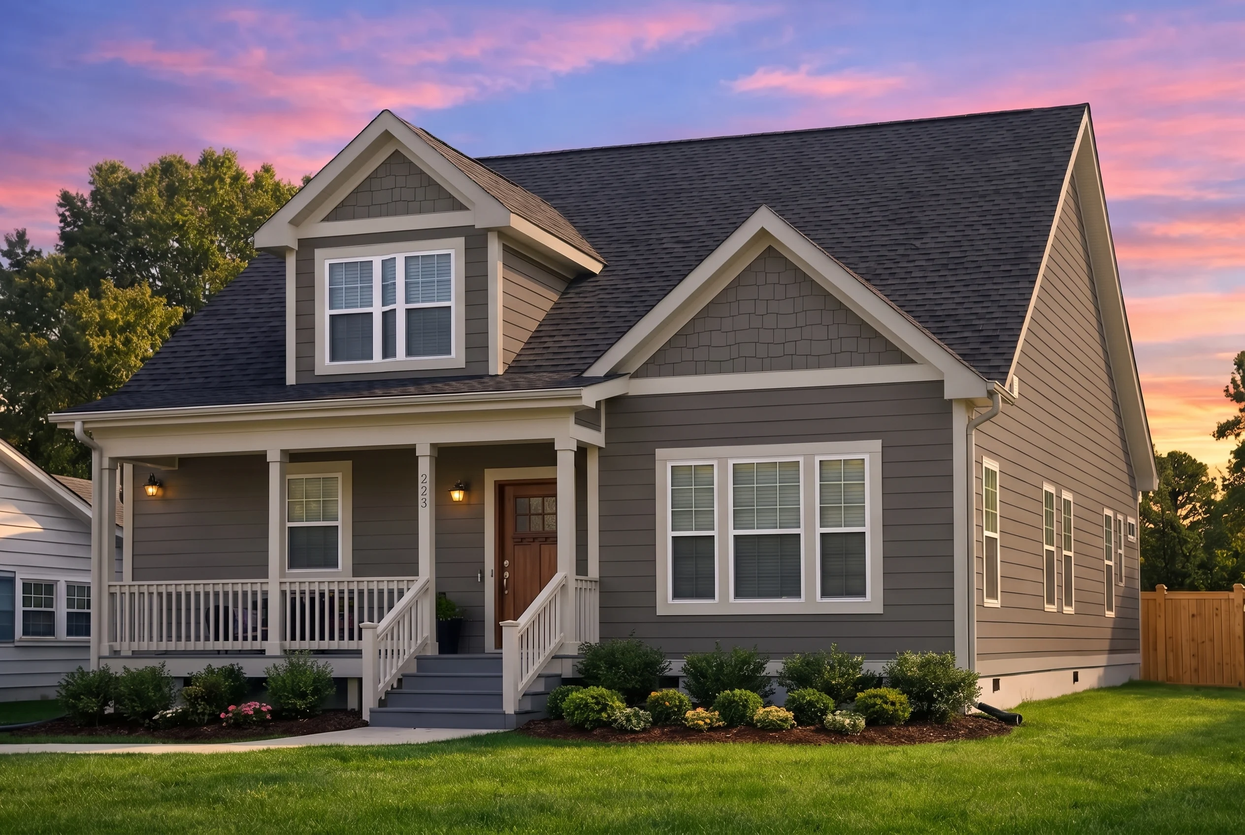 Plan  19-1448 – Morgan Retreat |  Cape Cod – 3-Bed, 2.5-Bath, 1,654 SF - Warm Charcoal, AI-generated exterior concept