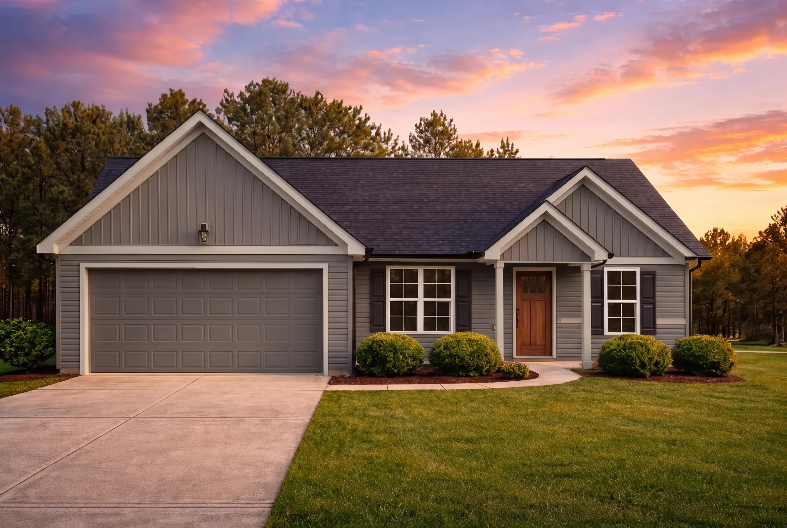 Plan  20-1799 – Patterson Lodge |  Traditional Ranch – 3-Bed, 2-Bath, 1,536 SF - Warm Charcoal, AI-generated exterior concept