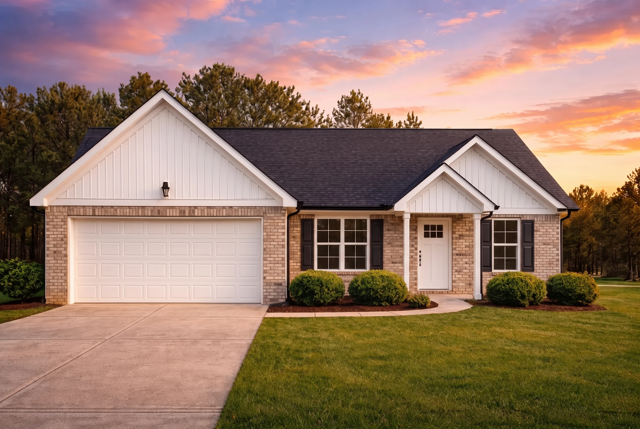 Plan  20-1799 – Patterson Lodge |  Traditional Ranch – 3-Bed, 2-Bath, 1,536 SF - Natural Brick, AI-generated exterior concept