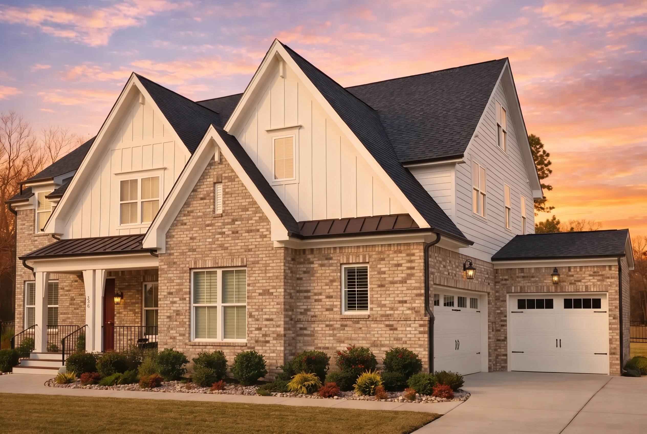 Plan  20-1360 – The Rogers Manor |  Modern Farmhouse – 5-Bed, 2.8-Bath, 4,001 SF - Natural Brick, AI-generated exterior concept