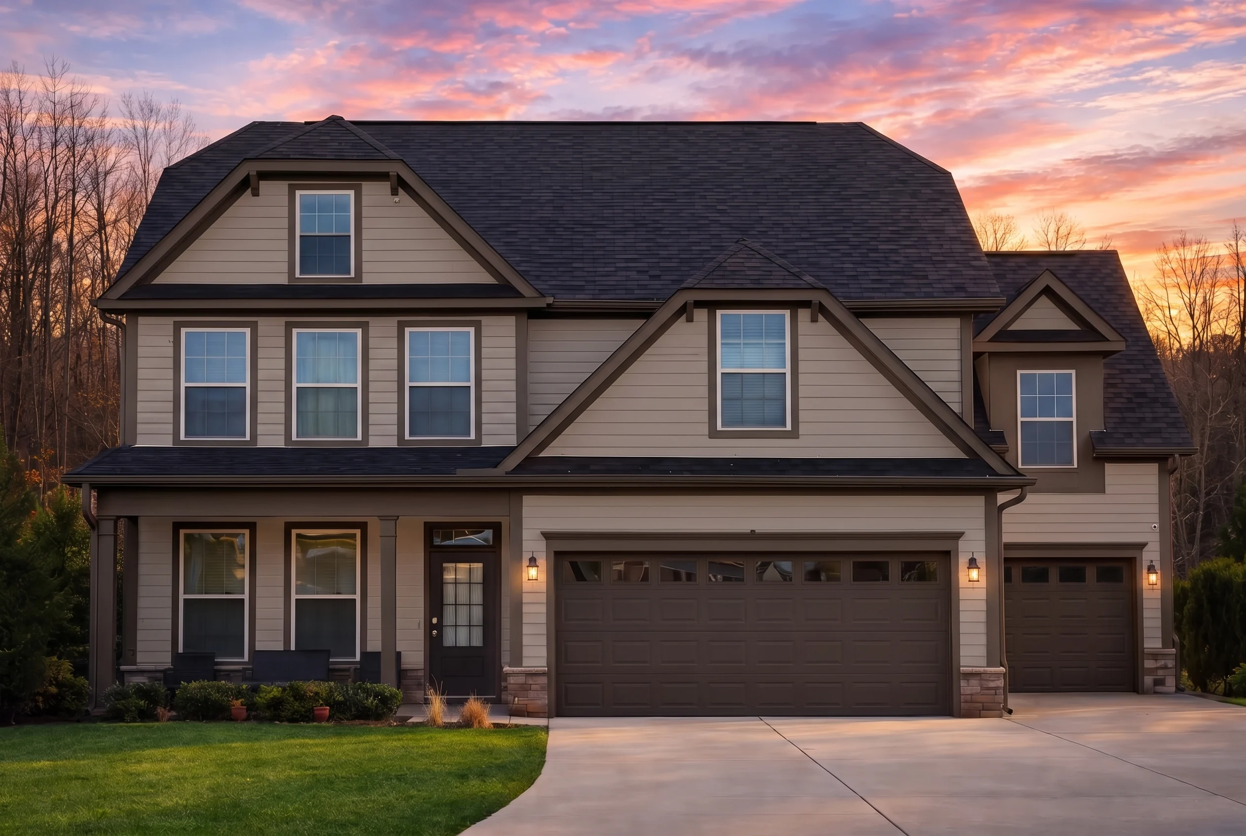 Plan  13-1792 – Ivy Bluff Retreat |  New American – 4-Bed, 2.5-Bath, 2,516 SF - Mushroom Taupe, AI-generated exterior concept