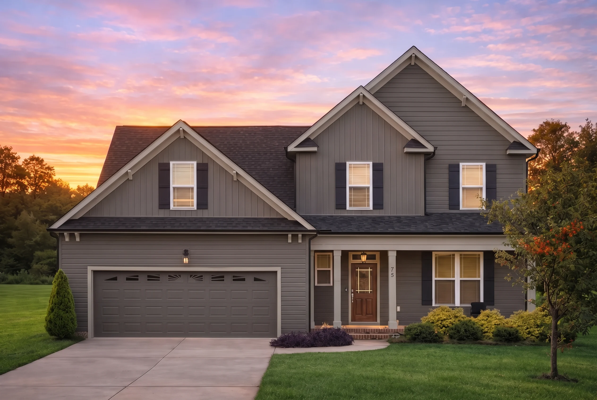 Plan  19-2174 – Smith Place |  Traditional – 4-Bed, 3-Bath, 2,821 SF - Warm Charcoal, AI-generated exterior concept