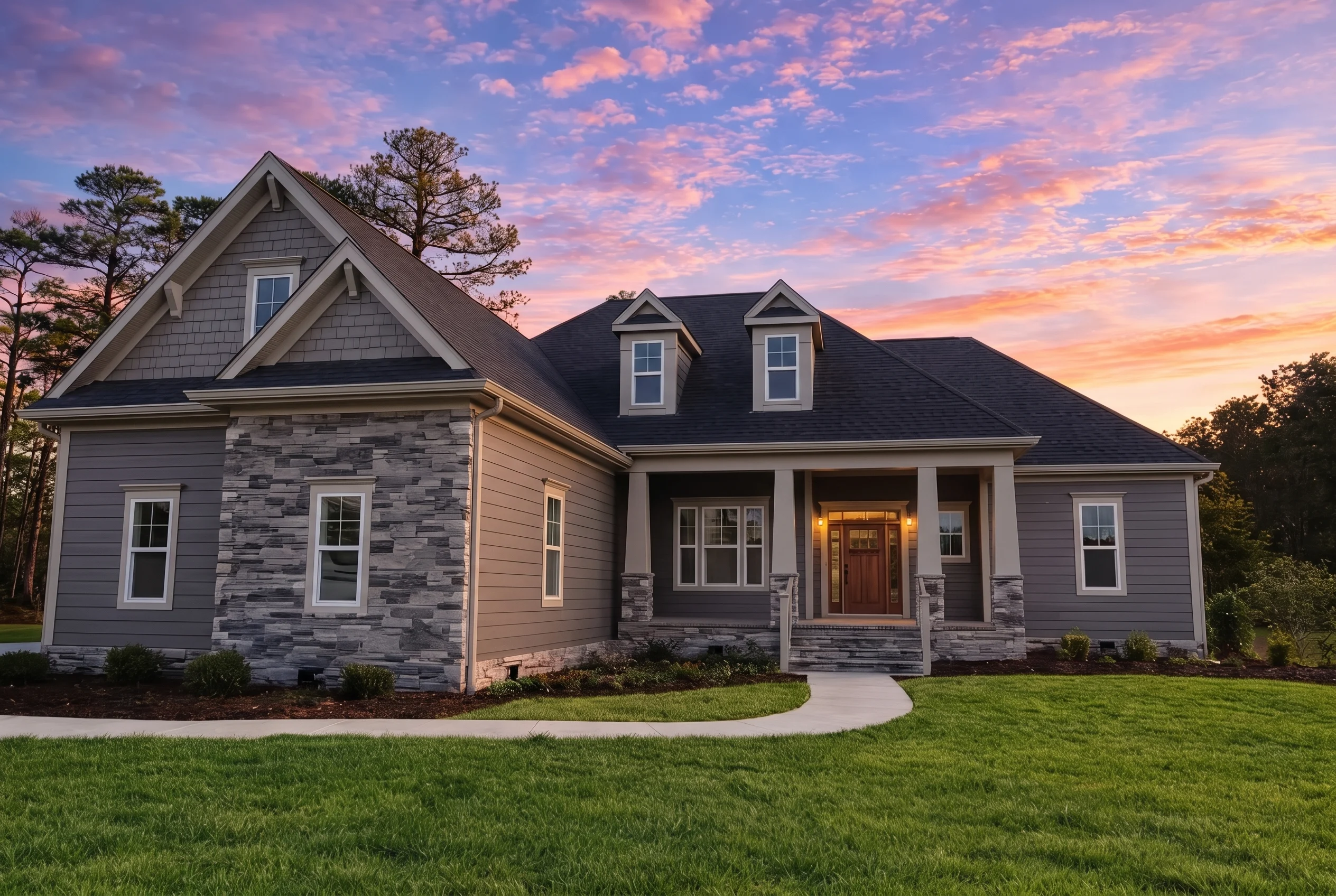Plan  17-2014 – The Cooper Station |  Craftsman – 3-Bed, 2.5-Bath, 2,248 SF - Warm Charcoal, AI-generated exterior concept