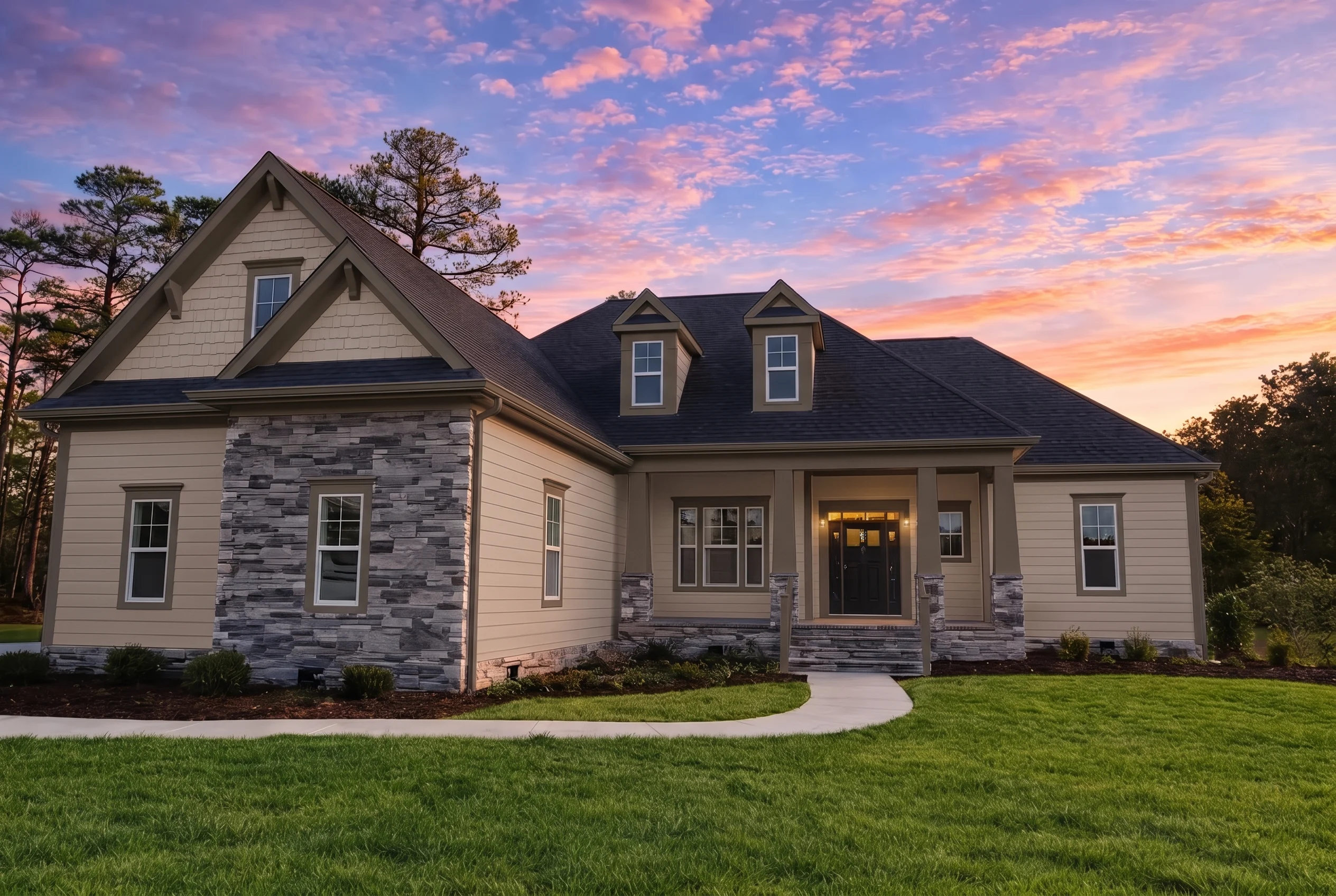 Plan  17-2014 – The Cooper Station |  Craftsman – 3-Bed, 2.5-Bath, 2,248 SF - Mushroom Taupe, AI-generated exterior concept