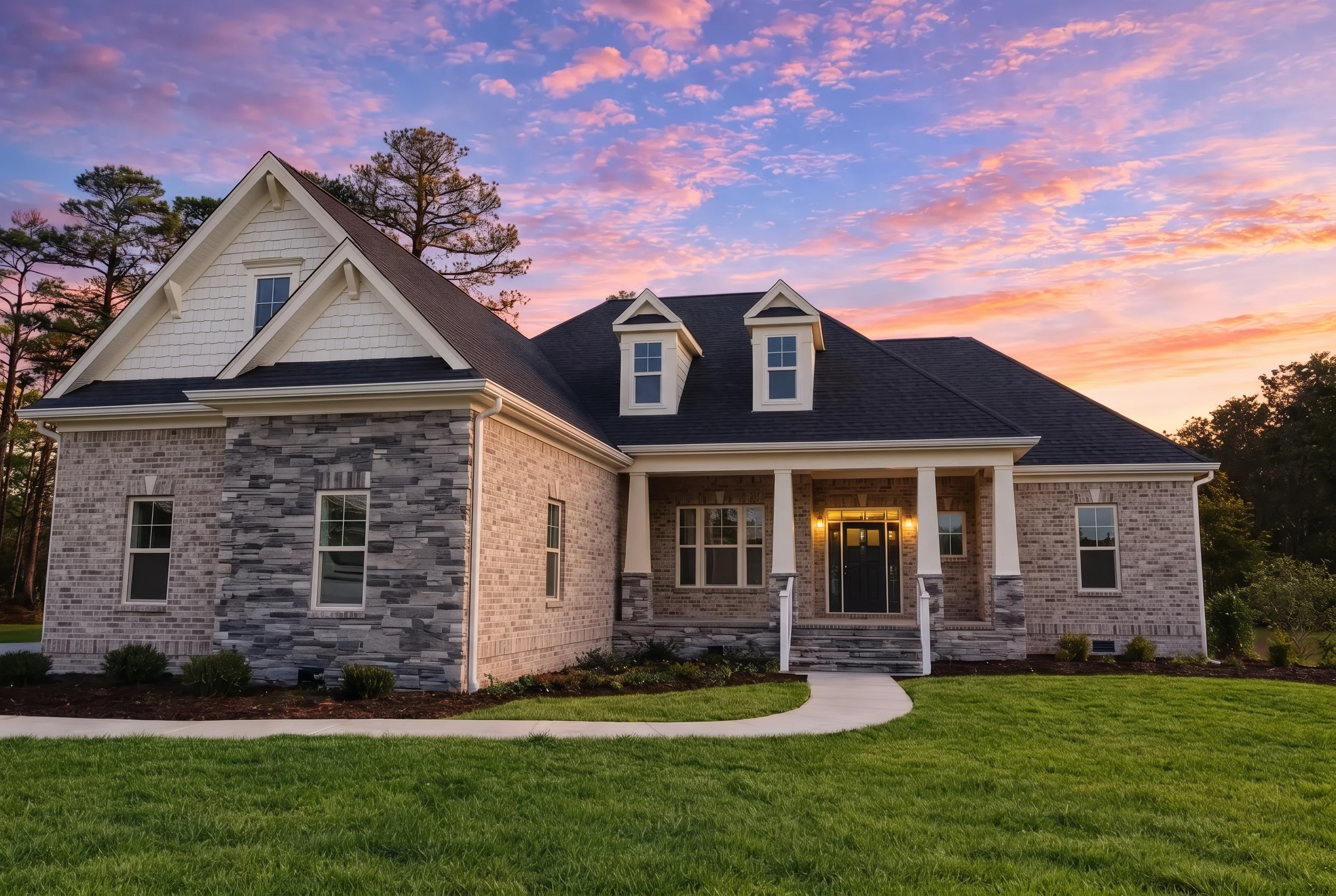 Plan  17-2014 – The Cooper Station |  Craftsman – 3-Bed, 2.5-Bath, 2,248 SF - Natural Brick, AI-generated exterior concept