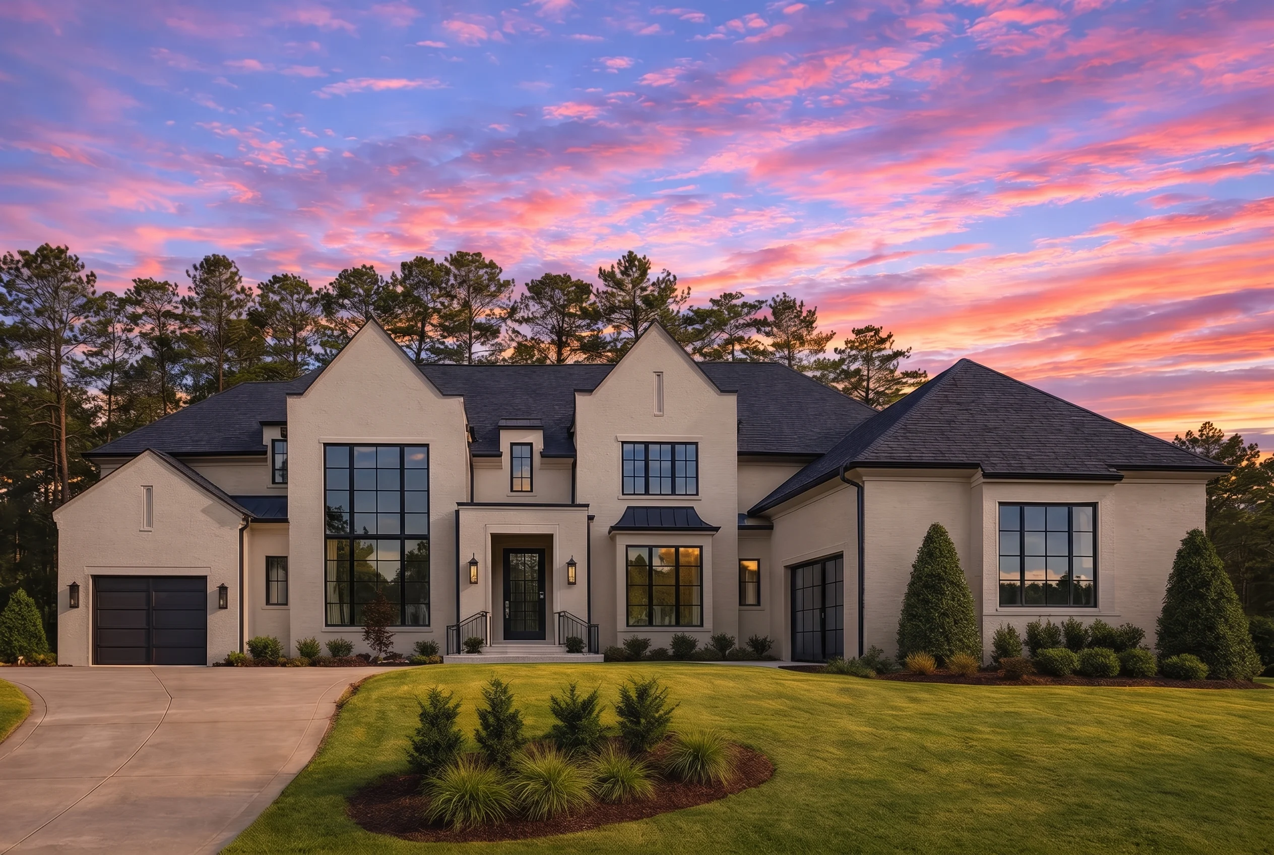 Plan  20-1208 – Mitchell Retreat |  Modern Farmhouse – 5-Bed, 5.5-Bath, 5,200 SF - Mushroom Taupe, AI-generated exterior concept