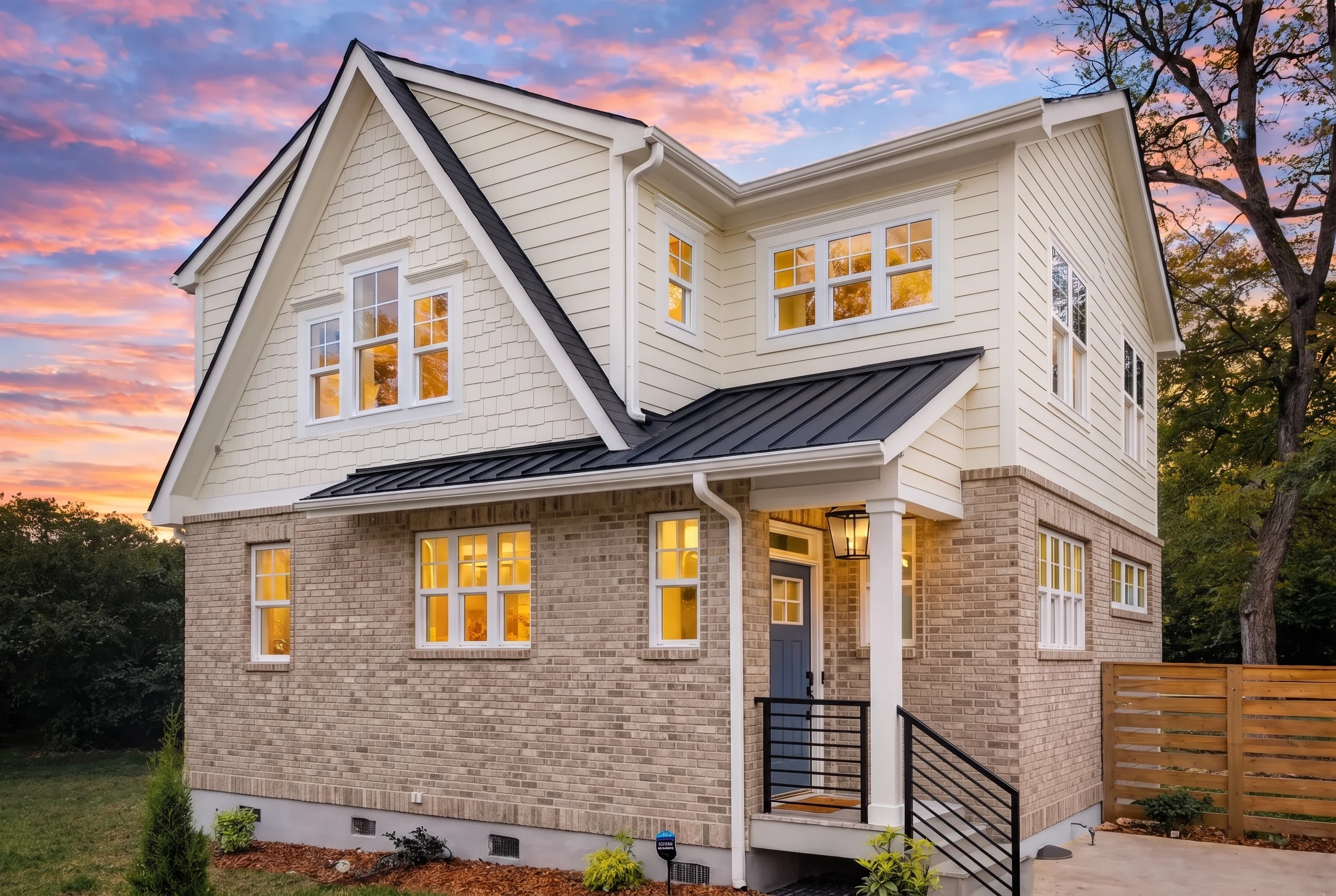 Plan  18-1676 – The Thomas Cottage |  Modern Farmhouse – 4-Bed, 2.5-Bath, 1,887 SF - Natural Brick, AI-generated exterior concept