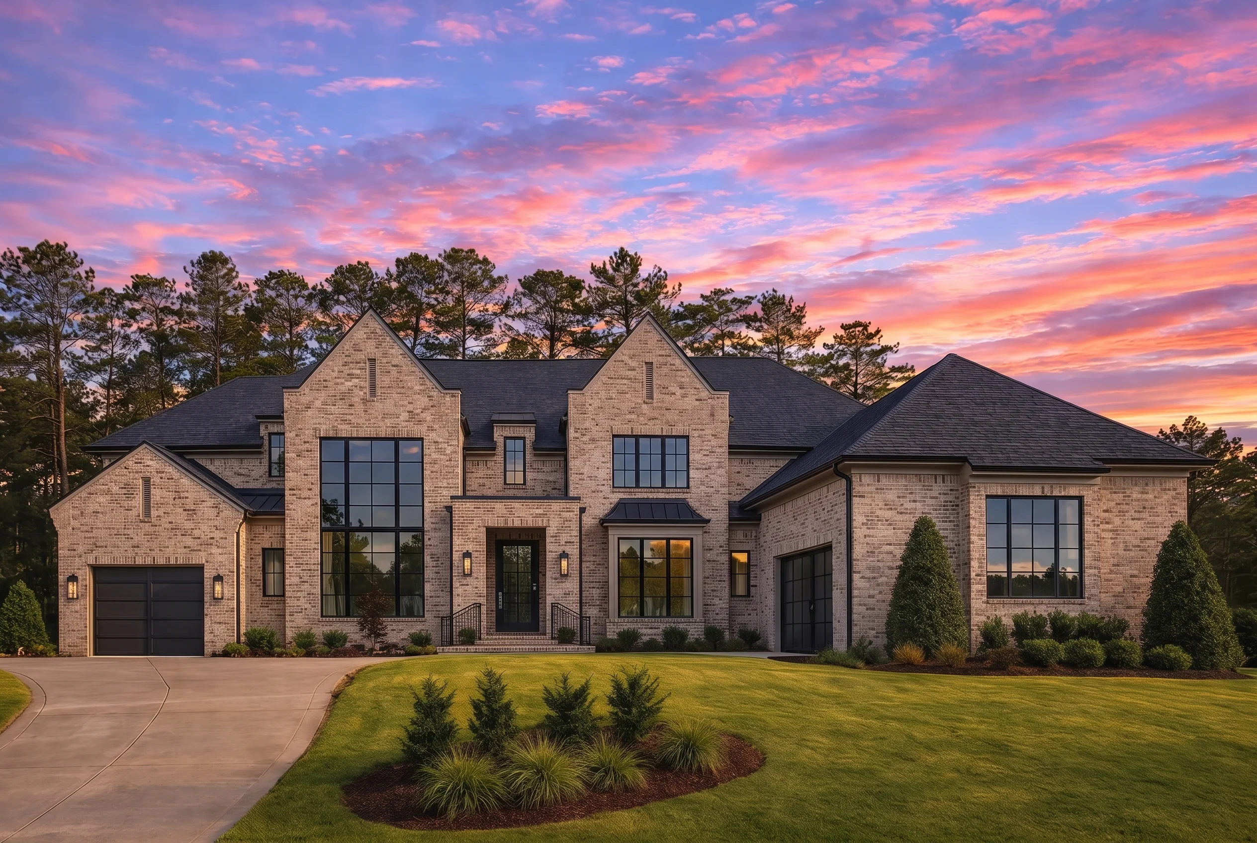 Plan  20-1208 – Mitchell Retreat |  Modern Farmhouse – 5-Bed, 5.5-Bath, 5,200 SF - Natural Brick, AI-generated exterior concept