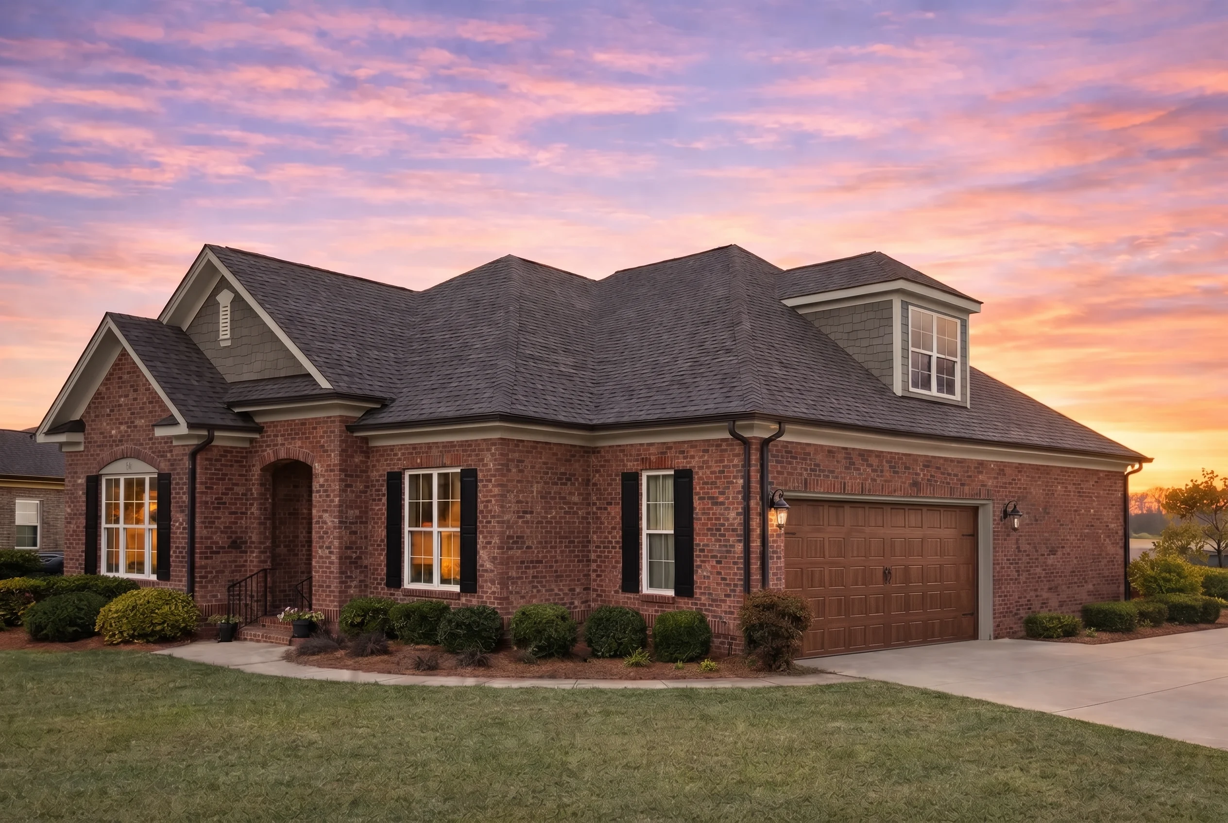Plan  11-1002 – Charlestowne Creek |  Traditional – 4-Bed, 3.5-Bath, 2,493 SF - Warm Charcoal, AI-generated exterior concept