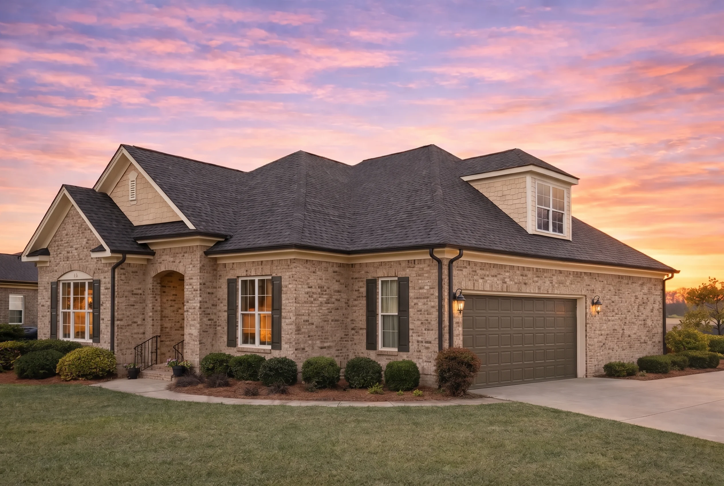 Plan  11-1002 – Charlestowne Creek |  Traditional – 4-Bed, 3.5-Bath, 2,493 SF - Natural Brick, AI-generated exterior concept