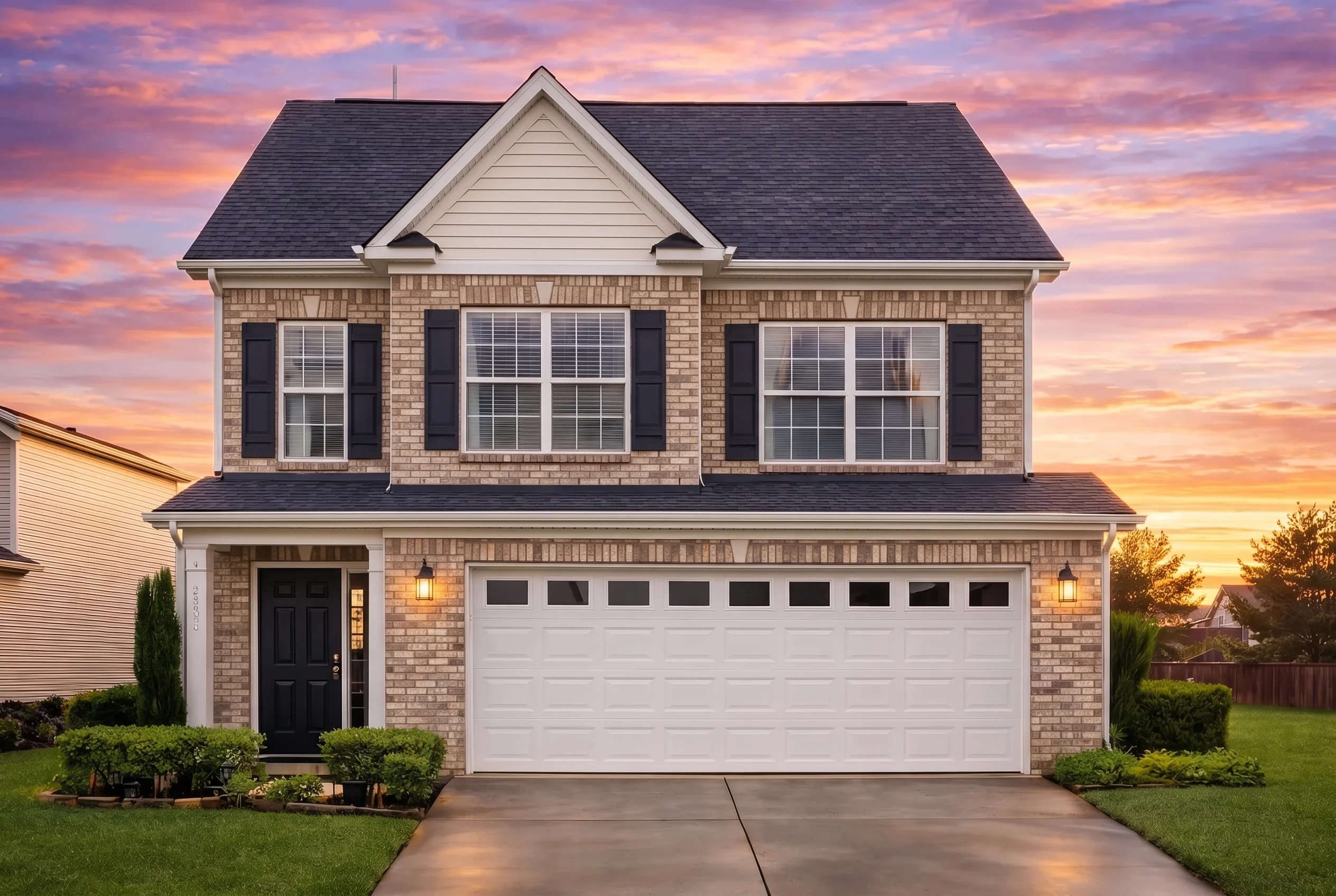 Plan  10-1625 – The Gemma |  Traditional Colonial – 3-Bed, 3-Bath, 7,981 SF - Natural Brick, AI-generated exterior concept