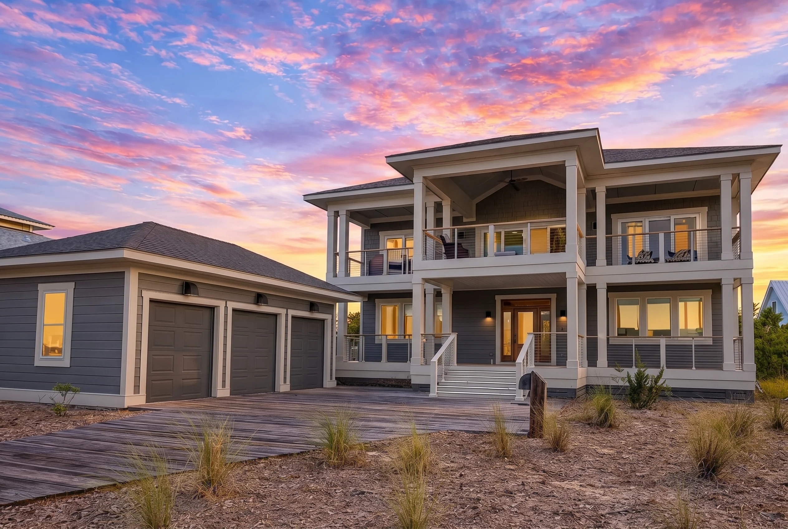 Plan  20-1922 – The Johnson Haven |  Low Country Coastal – 4-Bed, 5-Bath, 2,966 SF - Warm Charcoal, AI-generated exterior concept
