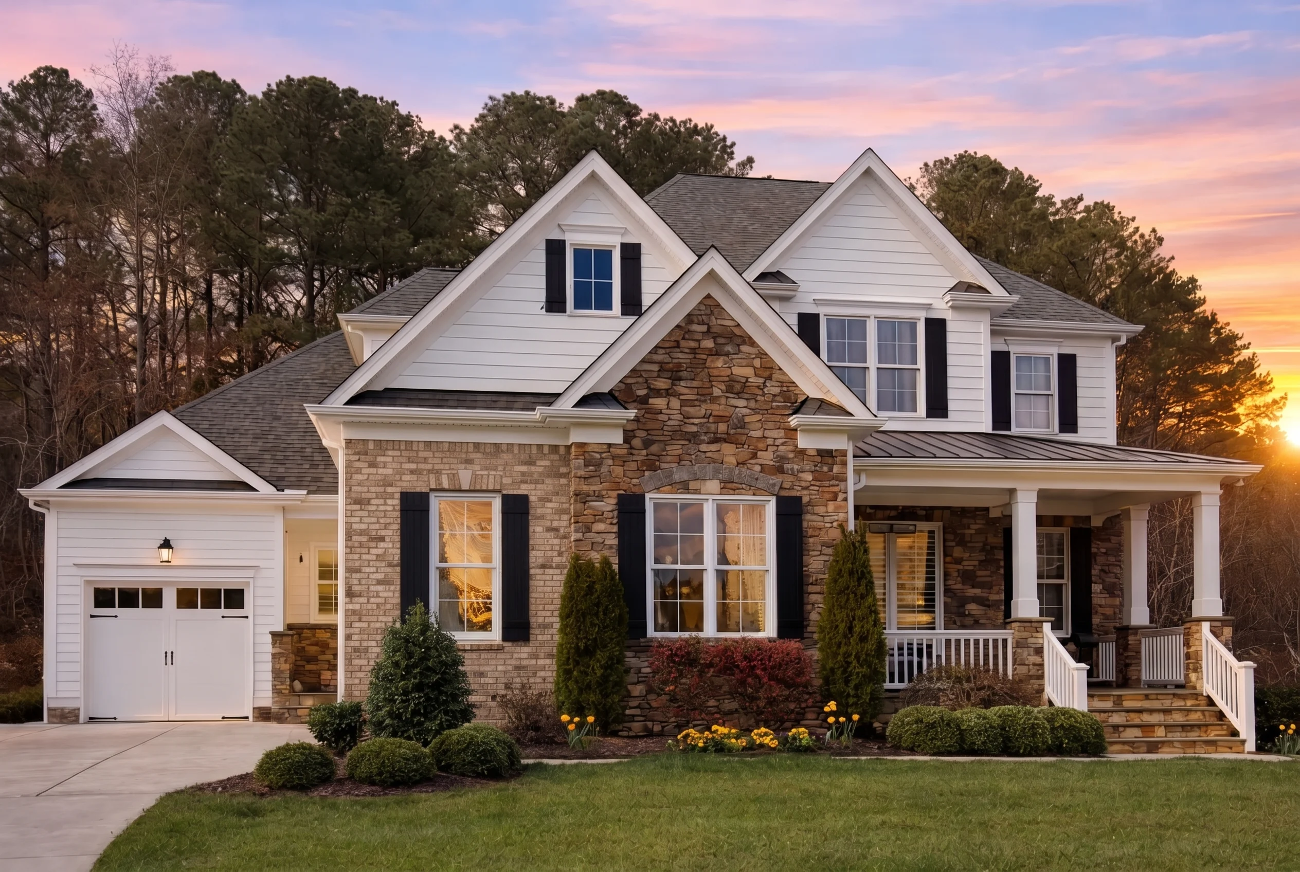 Plan  12-2088 – Holly Creek House |  New American – 4-Bed, 3.5-Bath, 4,709 SF - Natural Brick, AI-generated exterior concept