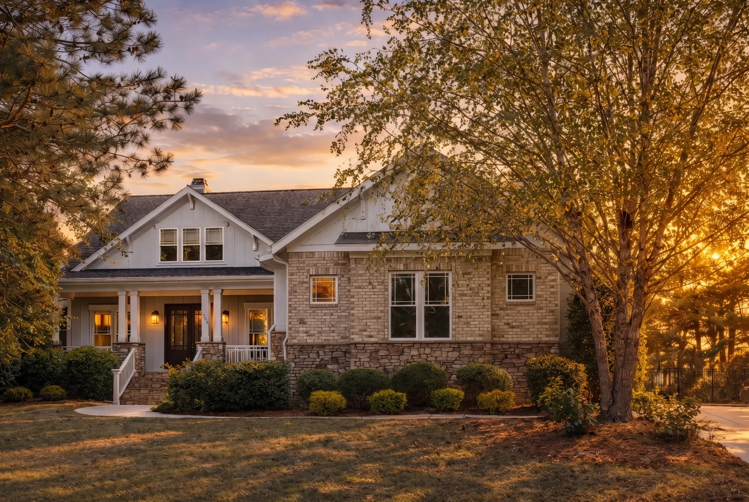 Plan  10-1454 – Clarence | Modern  Farmhouse – 4-Bed, 4-Bath, 3,382 SF - Natural Brick, AI-generated exterior concept