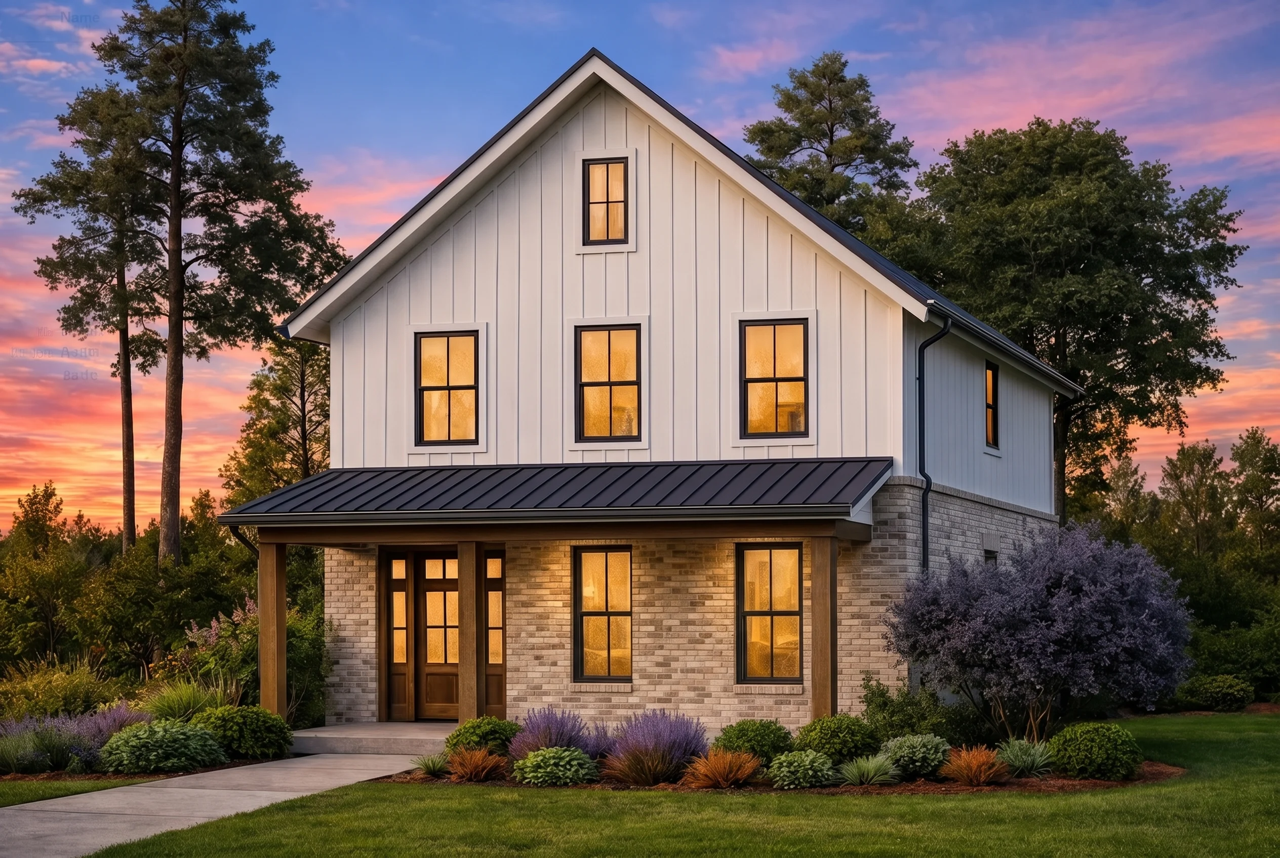 Plan  20-1622 – Torres Crossing |  Modern Farmhouse – 3-Bed, 4-Bath, 1,394 SF - Natural Brick, AI-generated exterior concept