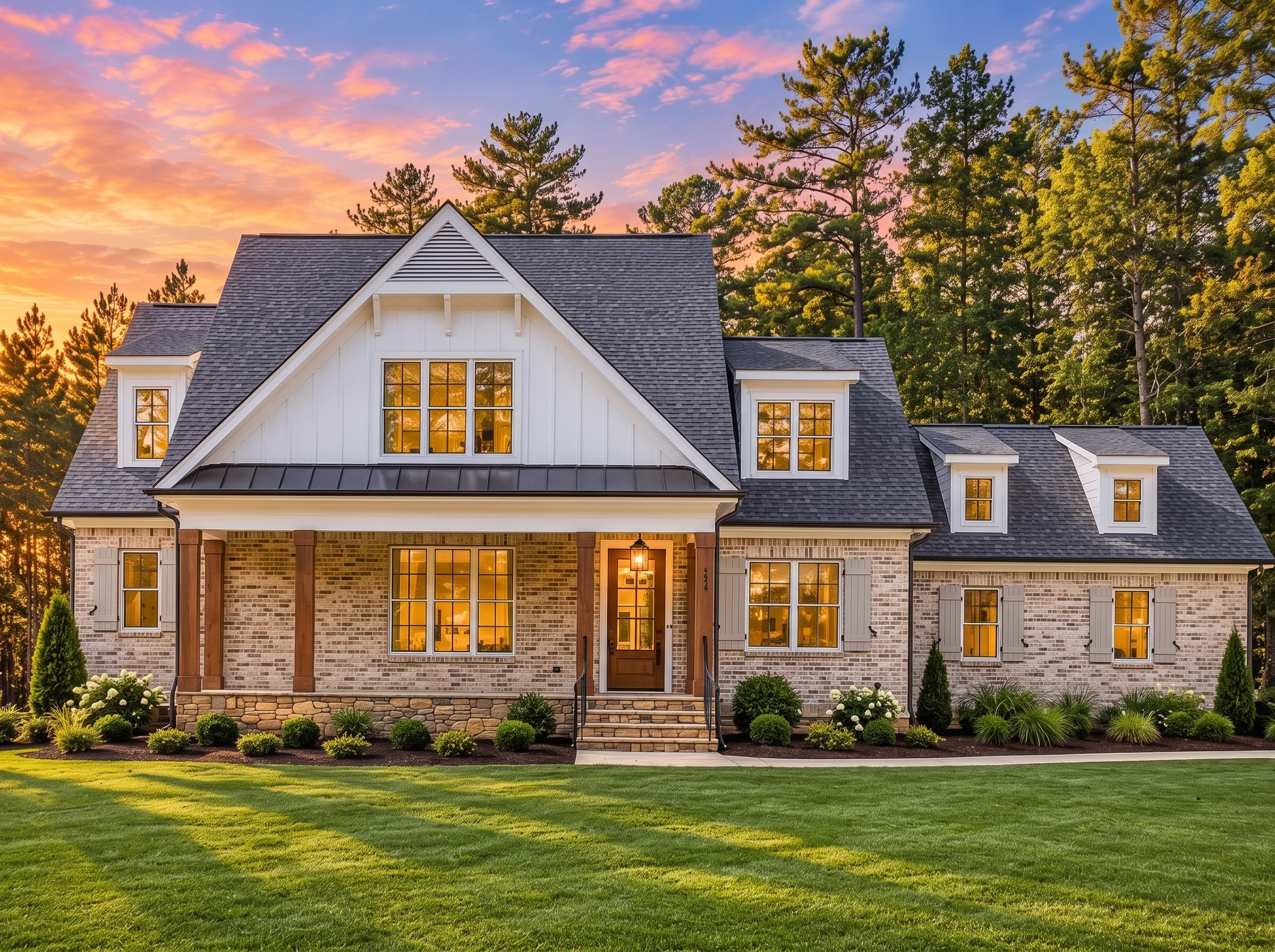 Plan  18-1655 – Anderson Meadow |  Farmhouse – 3-Bed, 3-Bath, 2,488 SF - Natural Brick, AI-generated exterior concept