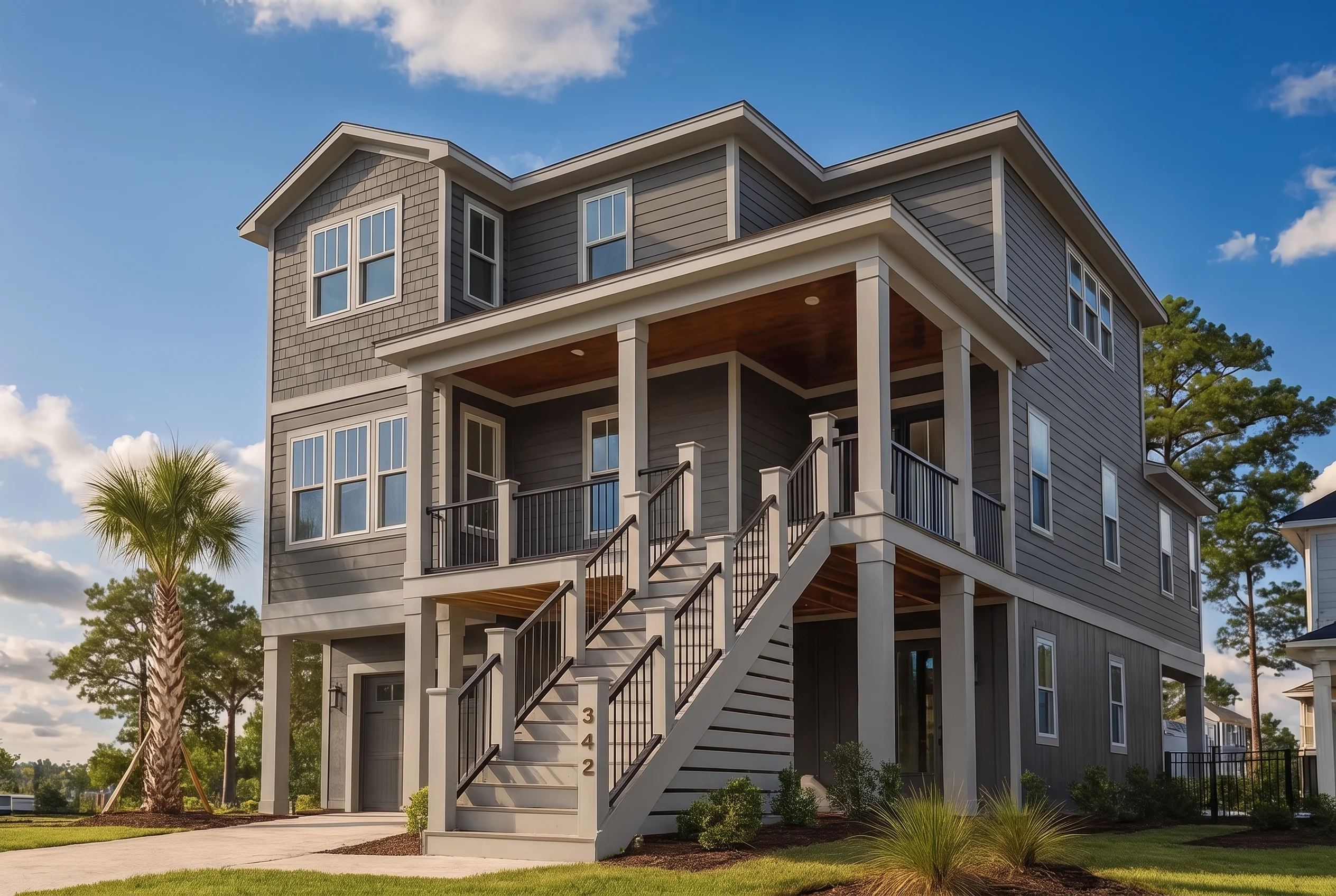Plan  18-1826 – The Garcia Station |  Coastal – 4-Bed, 3-Bath, 2,785 SF - Warm Charcoal, AI-generated exterior concept