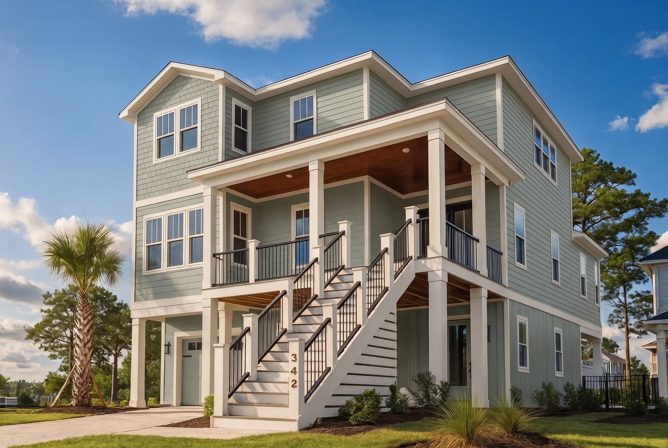 Plan  18-1826 – The Garcia Station |  Coastal – 4-Bed, 3-Bath, 2,785 SF - Muted Sage, AI-generated exterior concept