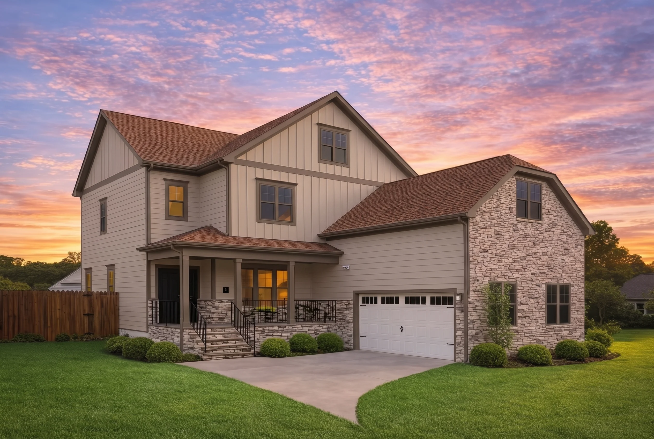 Plan  19-2376 – The Thomas Manor |  Traditional Colonial – 4-Bed, 3-Bath, 6,613 SF - Mushroom Taupe, AI-generated exterior concept