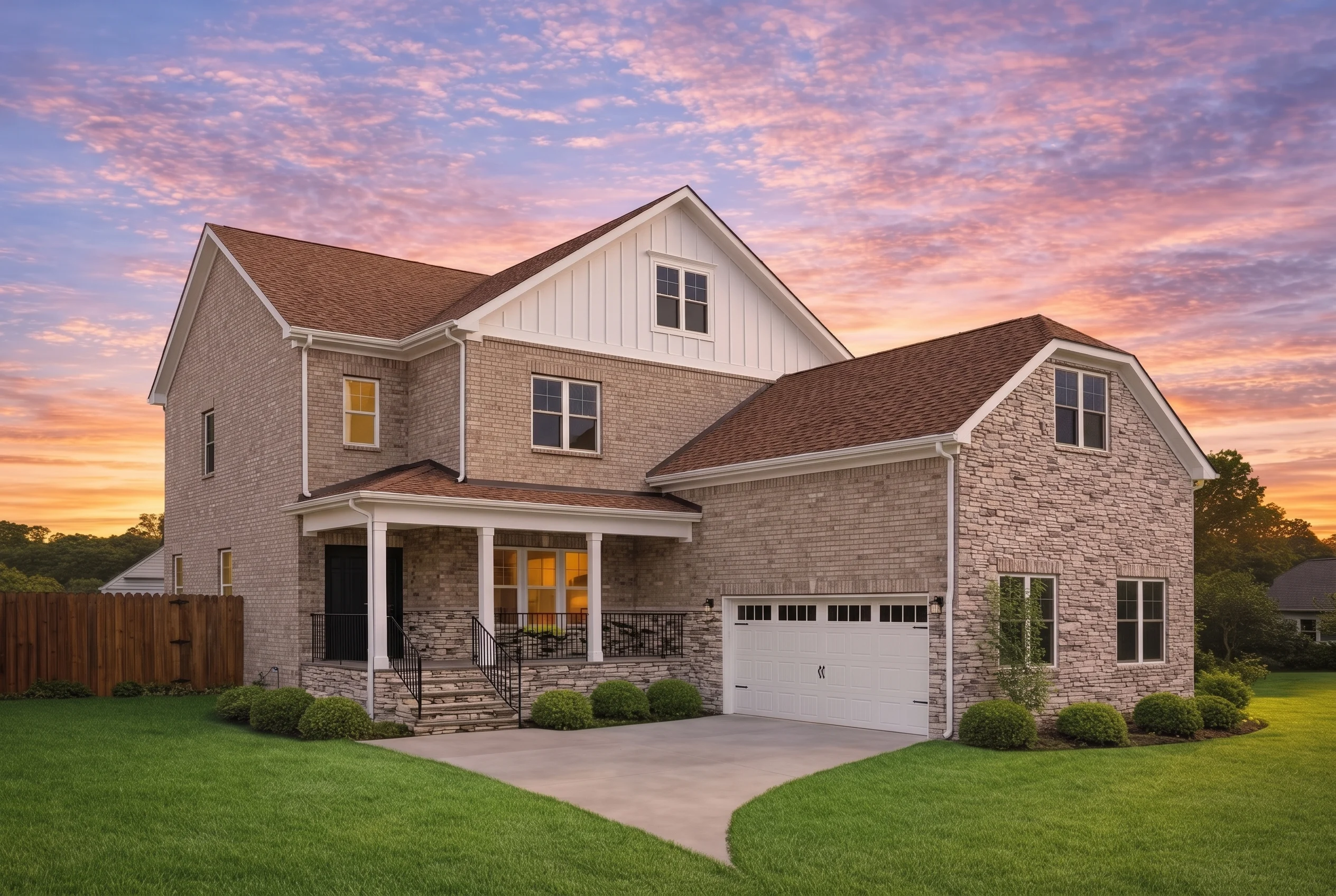 Plan  19-2376 – The Thomas Manor |  Traditional Colonial – 4-Bed, 3-Bath, 6,613 SF - Natural Brick, AI-generated exterior concept