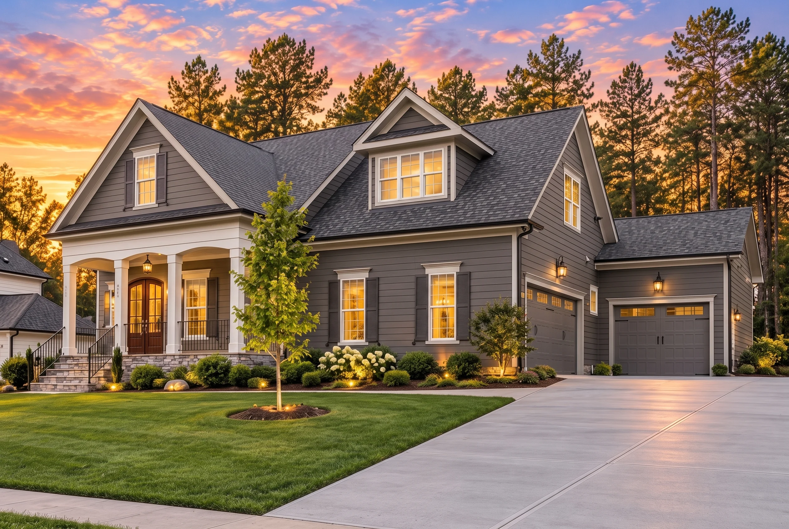 Plan  17-2076 – Torres Ridge | New  American – 4-Bed, 4-Bath, 3,064 SF - Warm Charcoal, AI-generated exterior concept