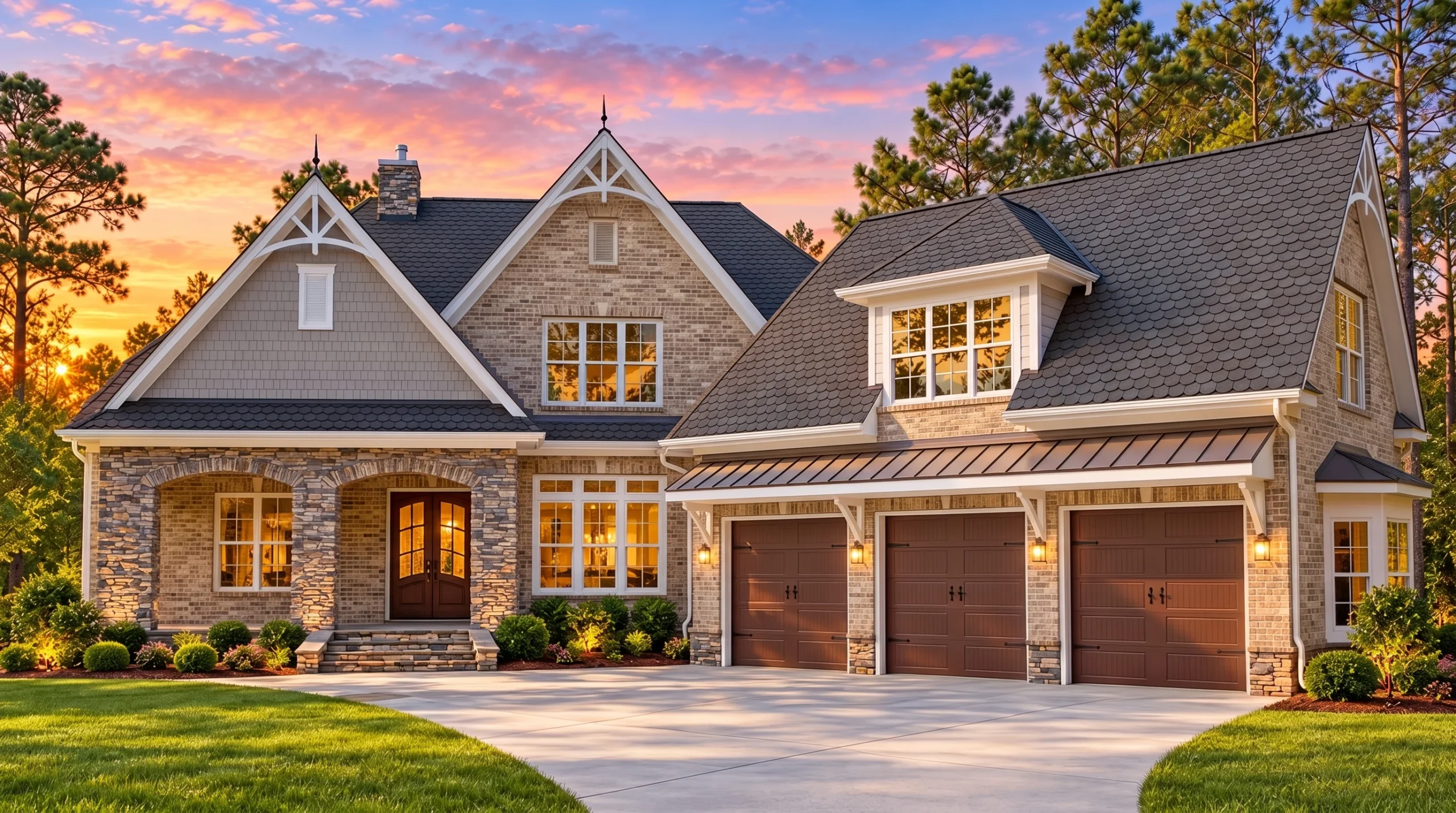 Plan  17-1559 – The Adams Haven |  New American – 3-Bed, 4-Bath, 3,565 SF - Natural Brick, AI-generated exterior concept