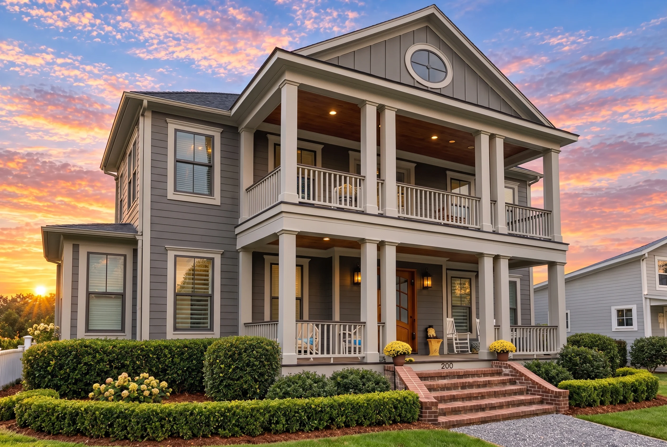 Plan  16-OPPER – Alexander Ridge |  Low Country – 3-Bed, 3.5-Bath, 3,206 SF - Warm Charcoal, AI-generated exterior concept