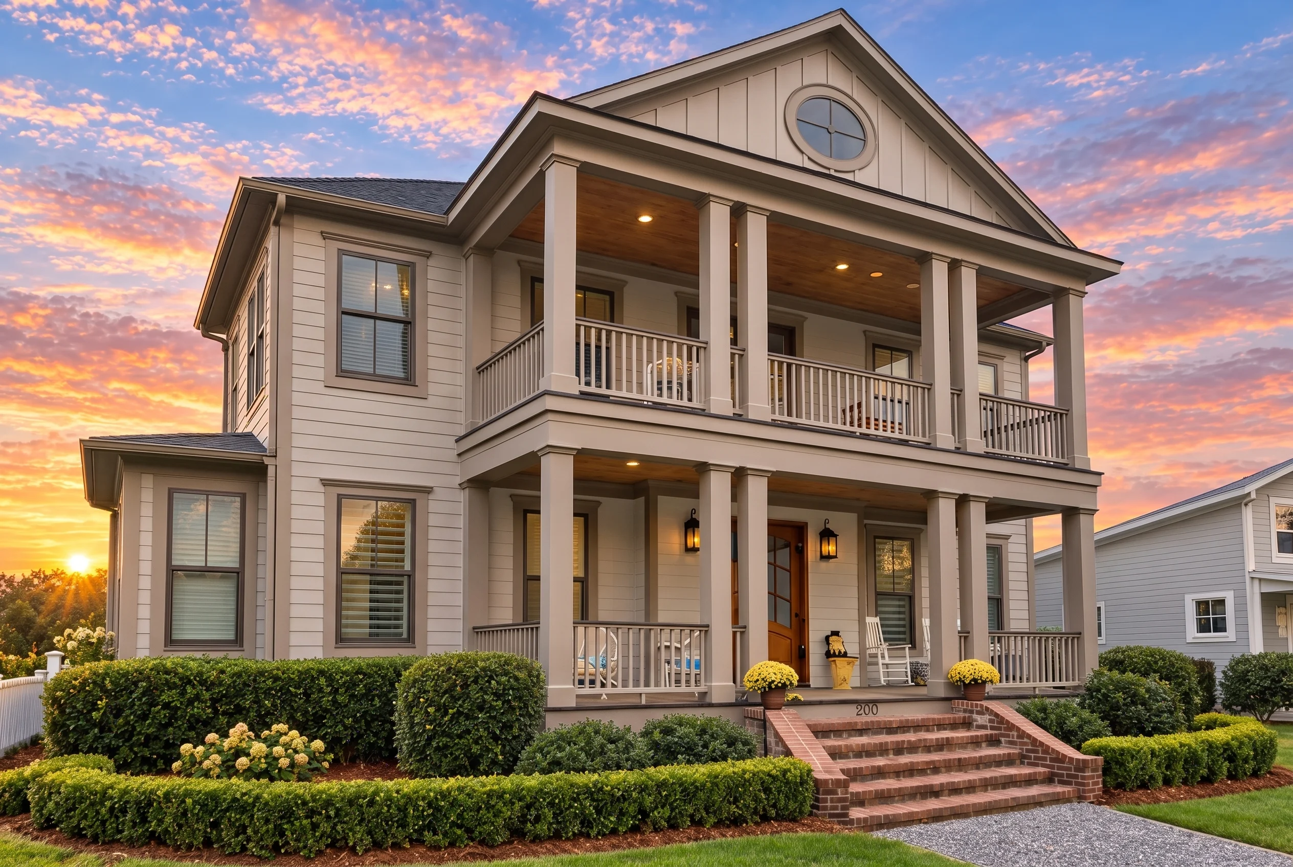 Plan  16-OPPER – Alexander Ridge |  Low Country – 3-Bed, 3.5-Bath, 3,206 SF - Mushroom Taupe, AI-generated exterior concept