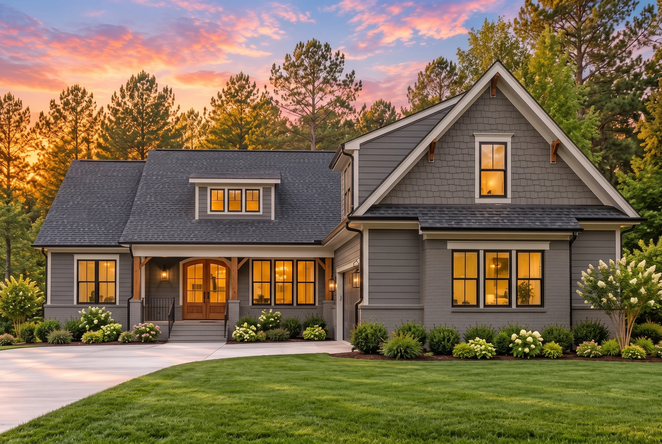 Plan  20-1685 – James Place | New  American – 4-Bed, 0.5-Bath, 1,181 SF - Warm Charcoal, AI-generated exterior concept