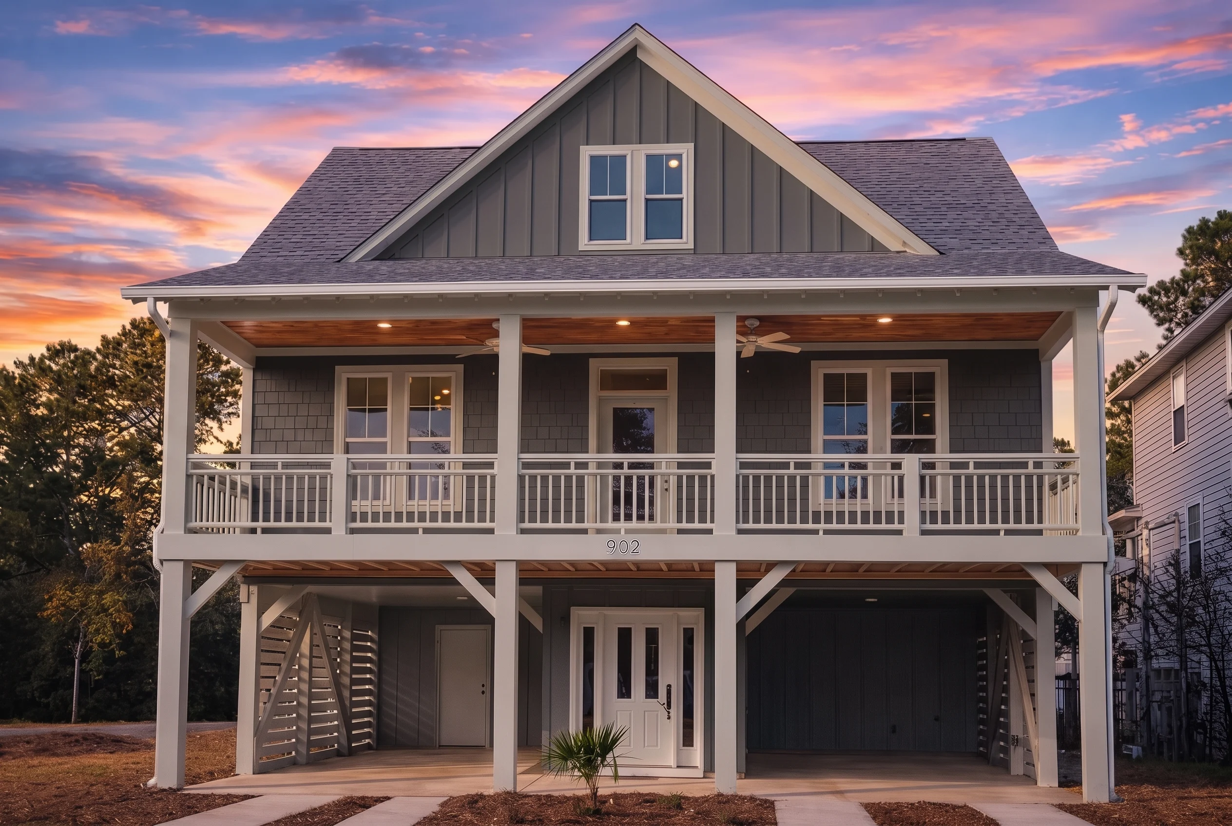 Plan  14-1498 – Willow Hill Residence  | Modern Farmhouse – 4-Bed, 3.5-Bath, 2,179 SF - Warm Charcoal, AI-generated exterior concept