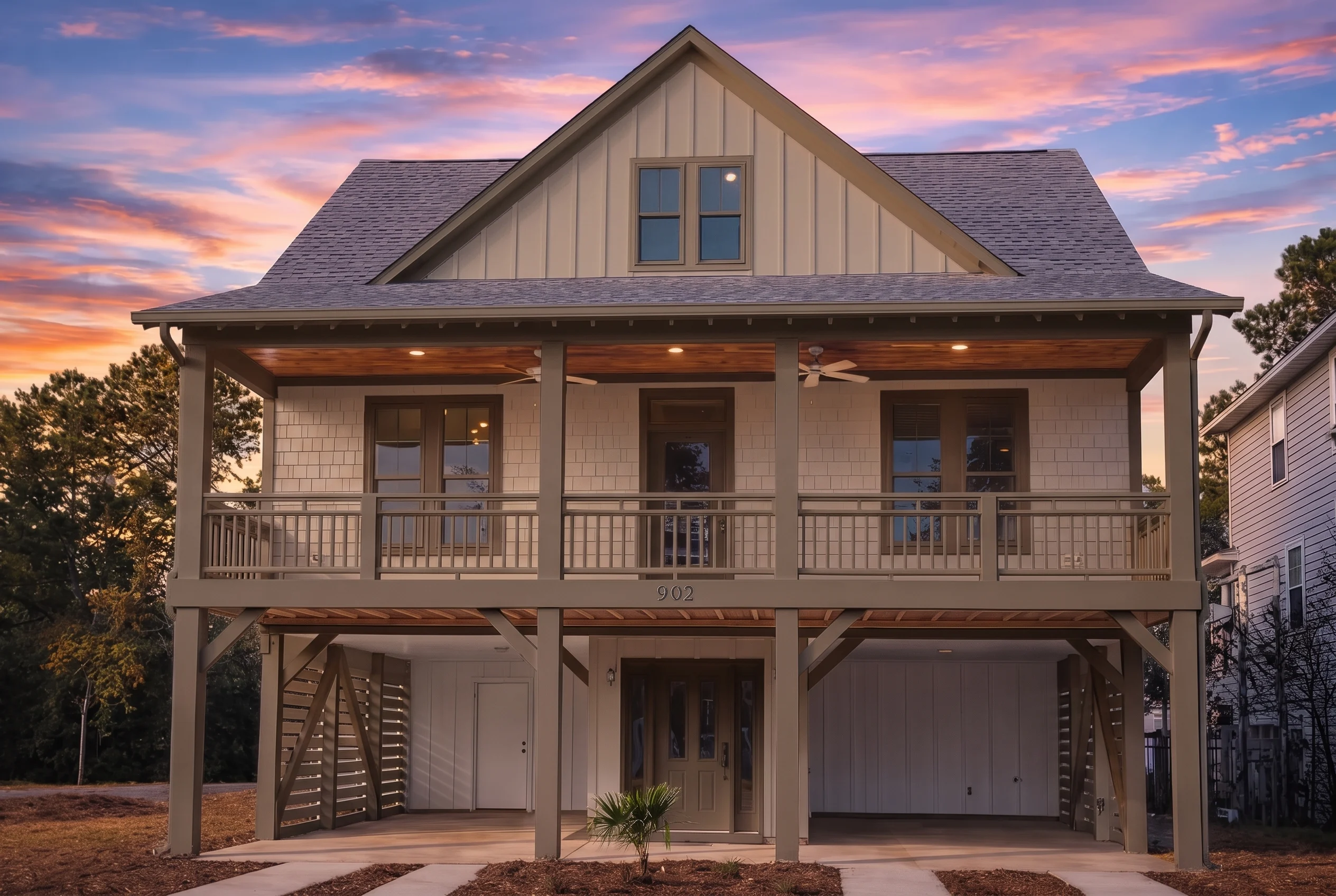 Plan  14-1498 – Willow Hill Residence  | Modern Farmhouse – 4-Bed, 3.5-Bath, 2,179 SF - Mushroom Taupe, AI-generated exterior concept