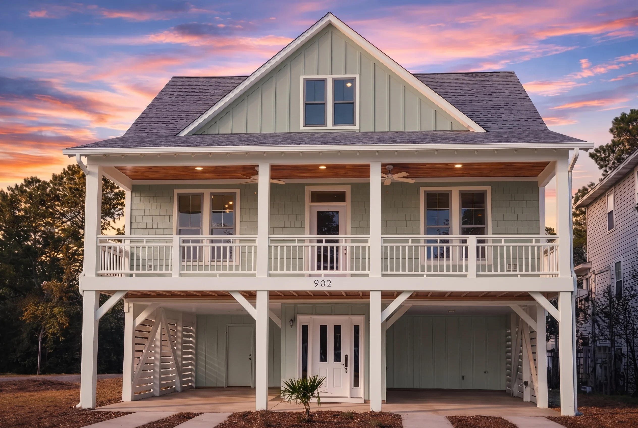 Plan  14-1498 – Willow Hill Residence  | Modern Farmhouse – 4-Bed, 3.5-Bath, 2,179 SF - Muted Sage, AI-generated exterior concept