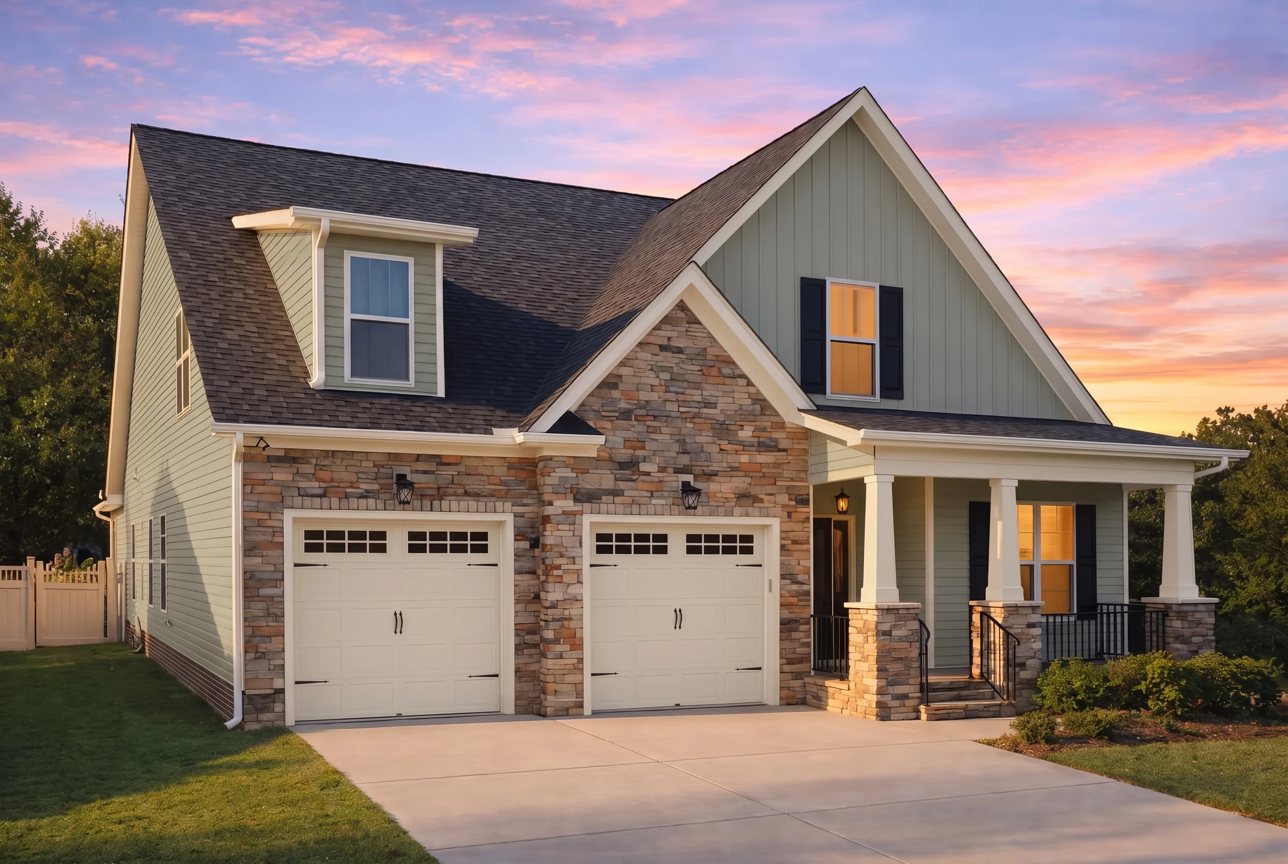 Plan  13-1171 – Pine Valley Cabin |  Craftsman – 2-Bed, 3-Bath, 1,940 SF - Muted Sage, AI-generated exterior concept