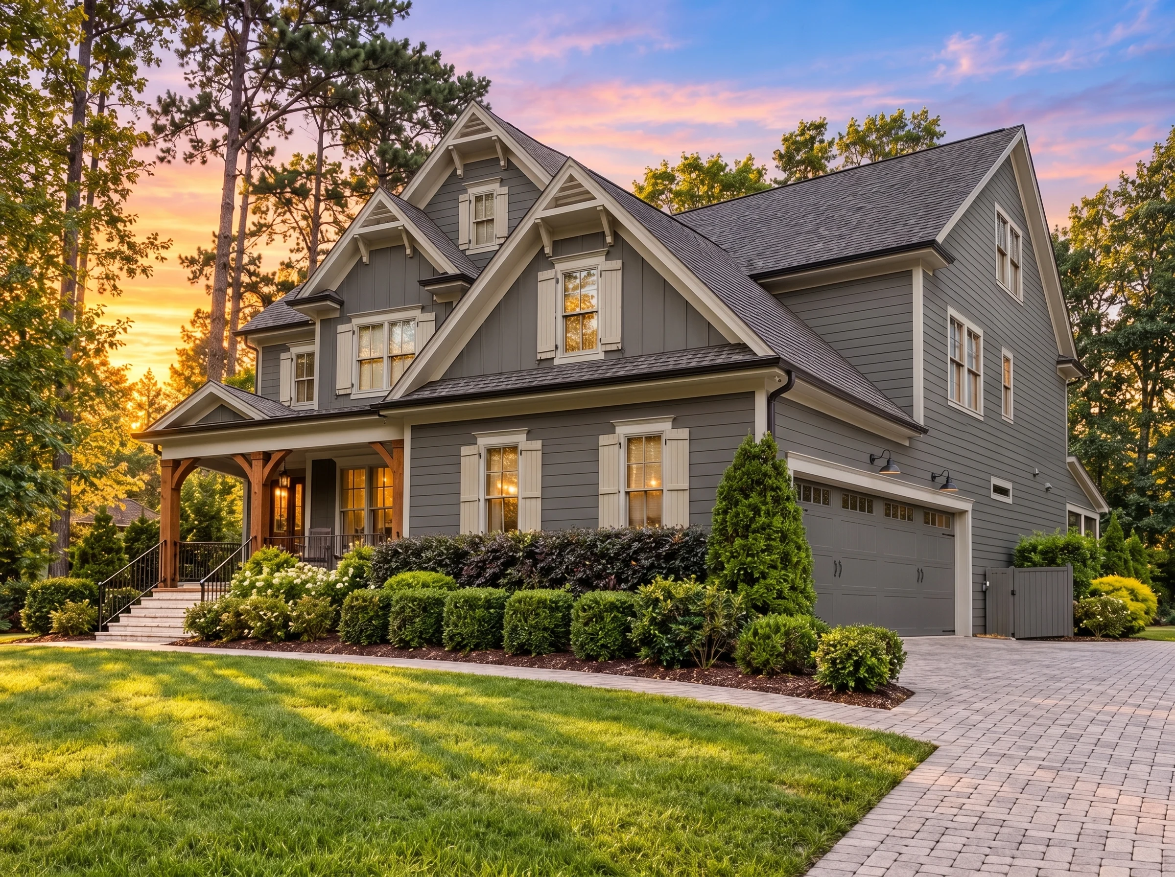 Plan  17-1089 – Miller Station |  Modern Farmhouse – 4-Bed, 3-Bath, 2,741 SF - Warm Charcoal, AI-generated exterior concept