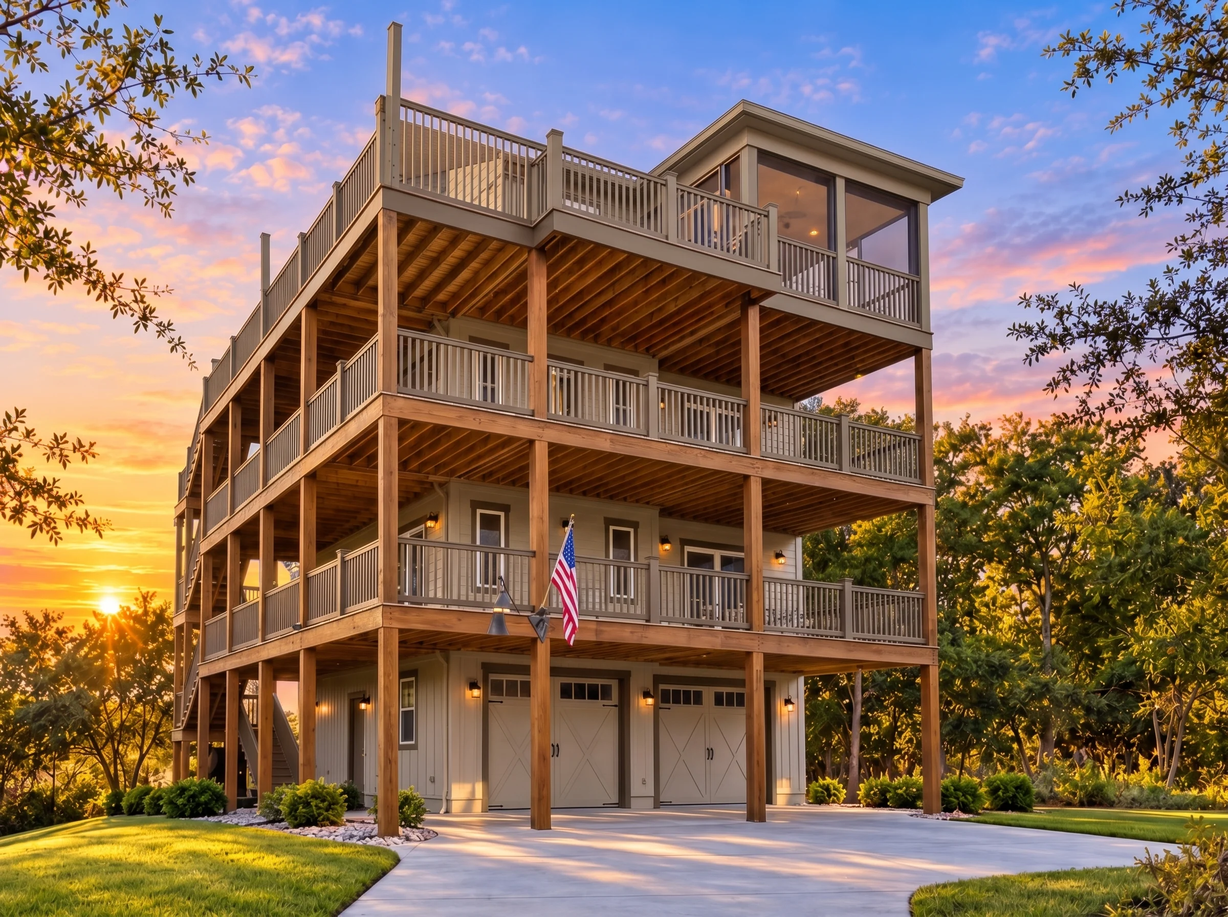 Plan  15-1094 – Juniper Hill Residence  | Coastal – 4-Bed, 4.5-Bath, 2,758 SF - Mushroom Taupe, AI-generated exterior concept