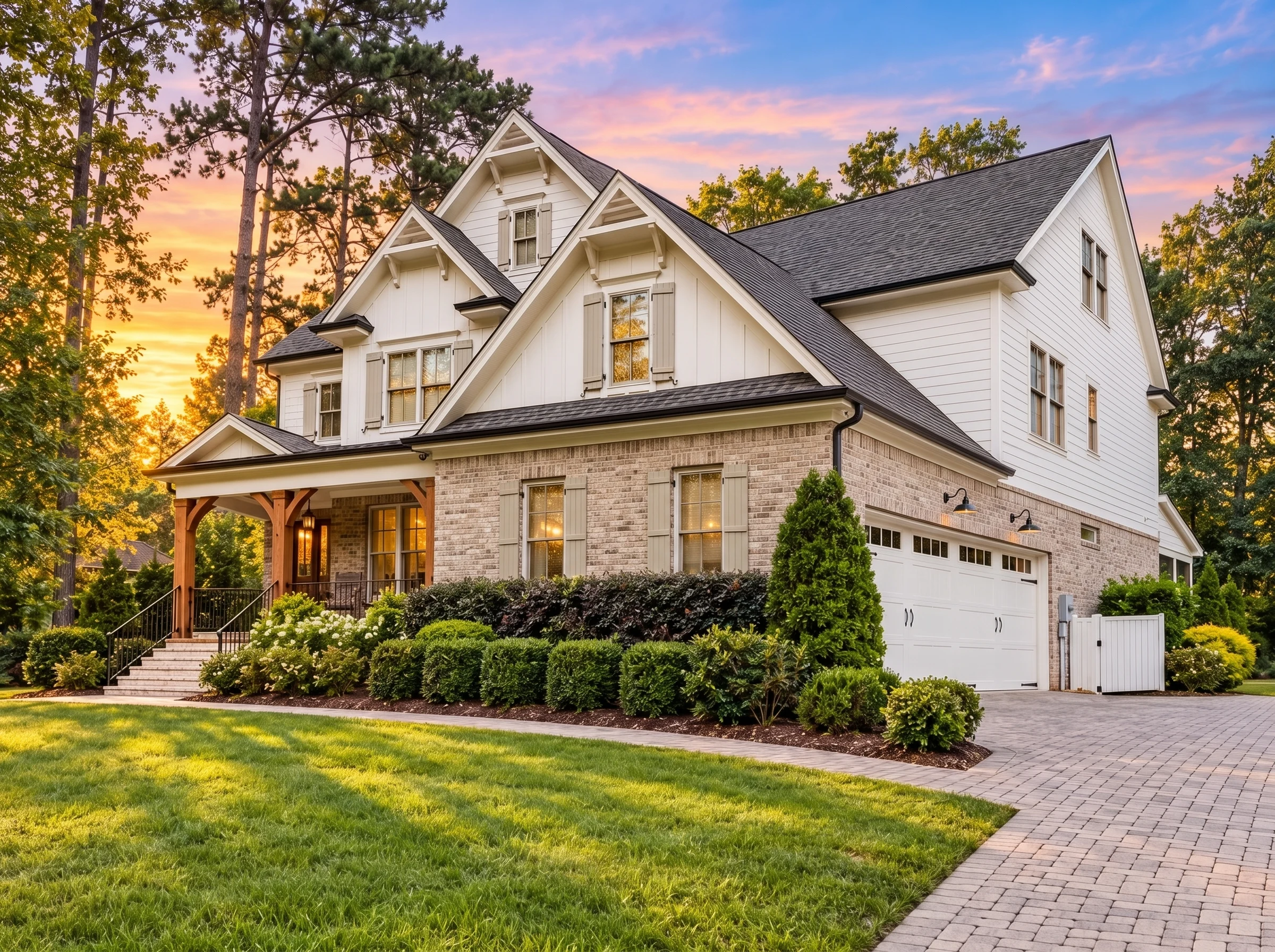 Plan  17-1089 – Miller Station |  Modern Farmhouse – 4-Bed, 3-Bath, 2,741 SF - Natural Brick, AI-generated exterior concept