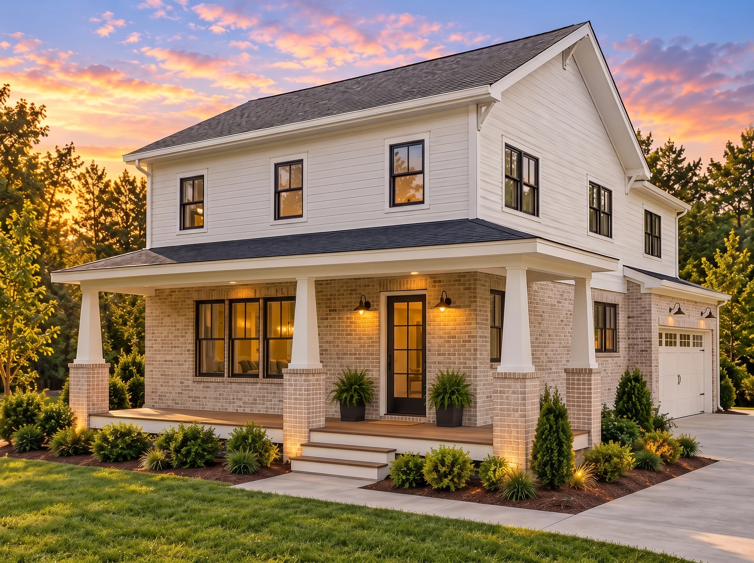 Plan  19-1689 – The Watson House |  Traditional Colonial – 3-Bed, 3.5-Bath, 4,236 SF - Natural Brick, AI-generated exterior concept