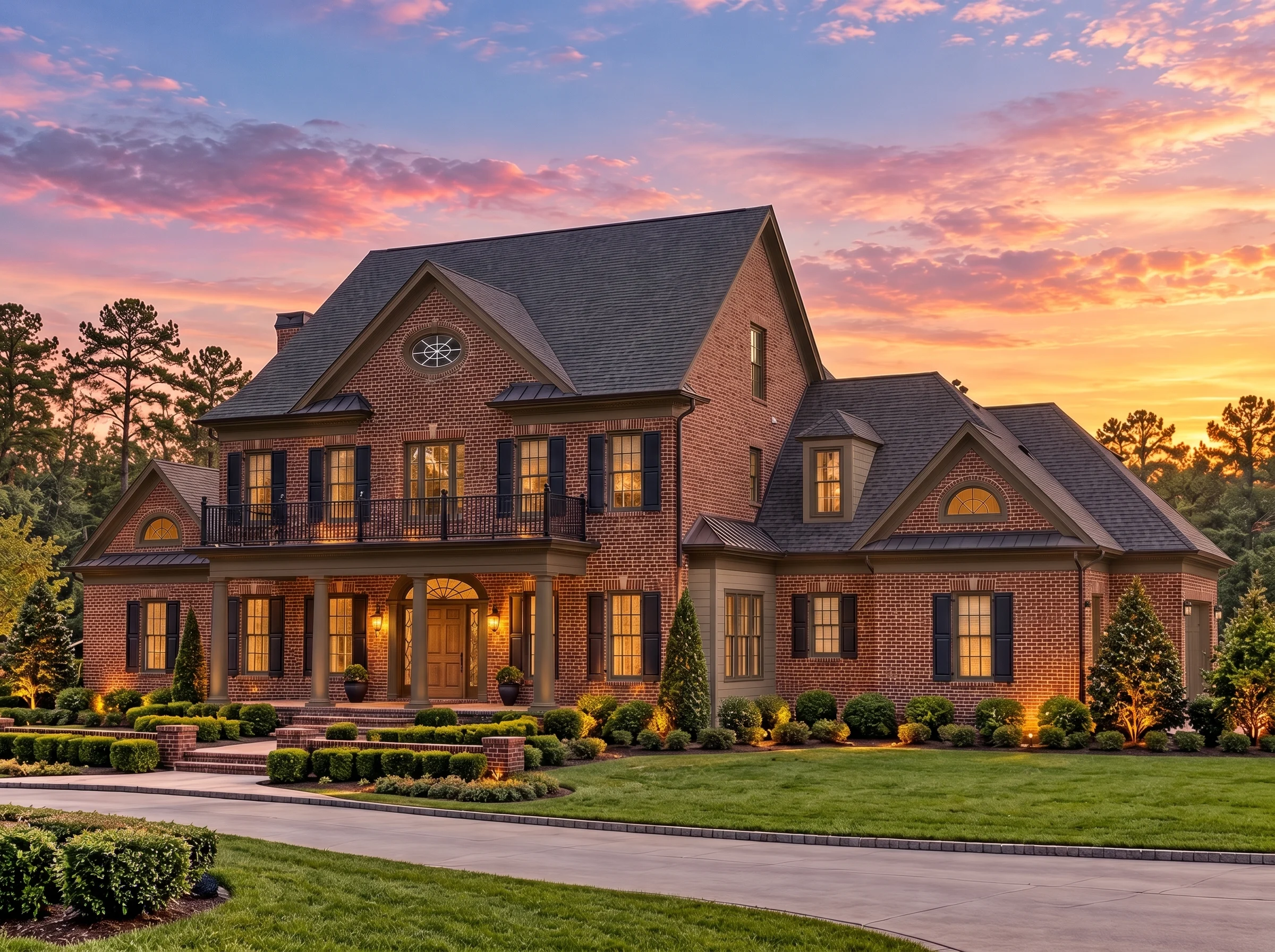 Plan  15-1245 – Holly Point Manor |  Colonial – 4-Bed, 3.5-Bath, 6,489 SF - Mushroom Taupe, AI-generated exterior concept