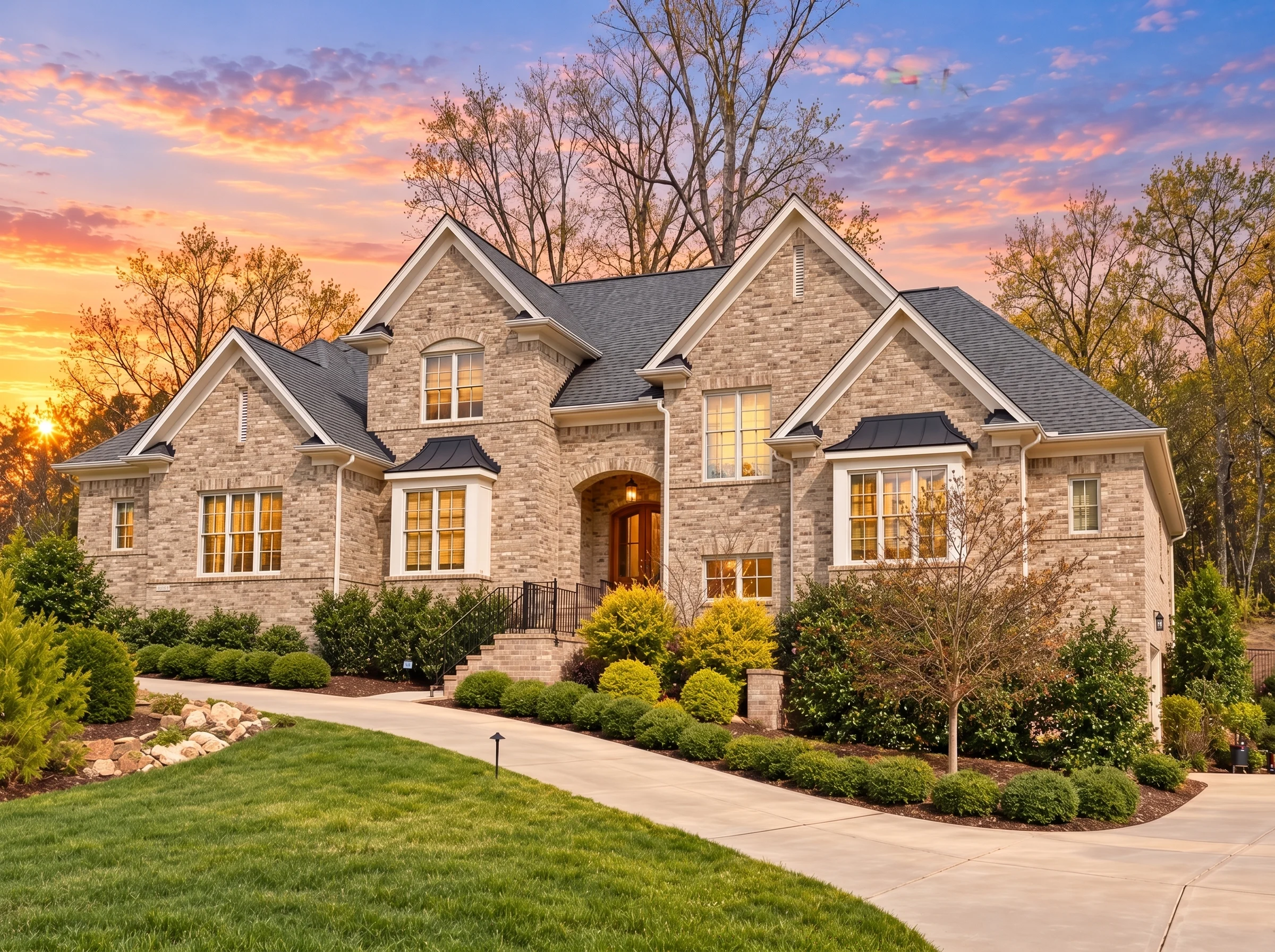 Plan  20-1362 – Reed Retreat | Traditional Colonial – 5-Bed, 5-Bath, 4,754 SF - Natural Brick, AI-generated exterior concept